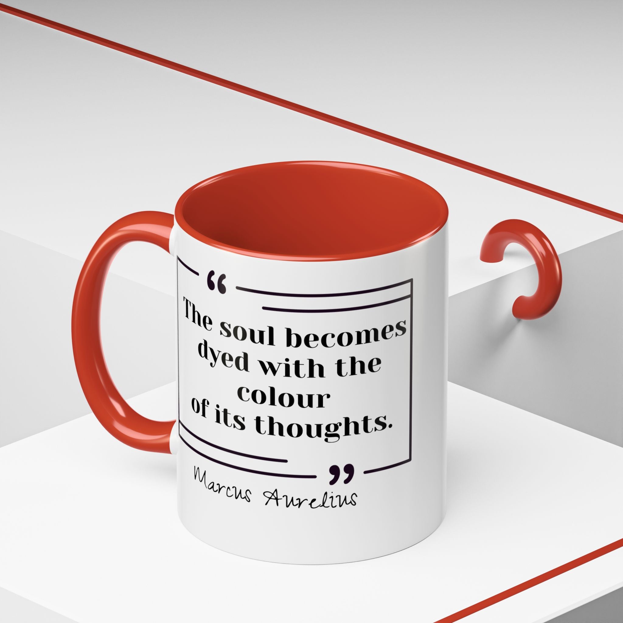 Marcus Aurelius Colour of a Soul Quote Mug | Philosophical Coffee Cup | 11oz, 15oz Accent Mugs for Thinkers| Stoics| Roman Empire