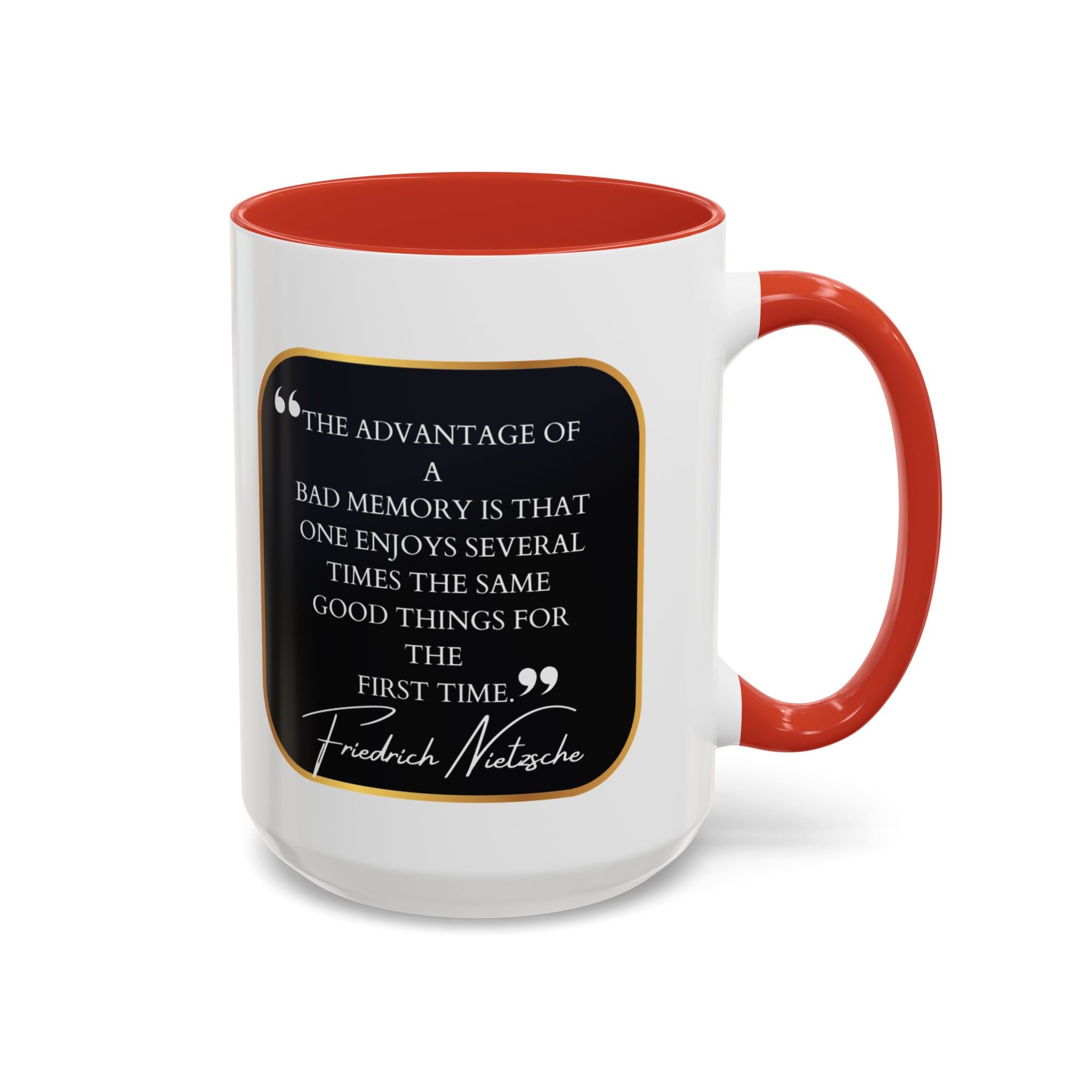 Nietzsche Bad Memory Advantage Quote Coffee Cup | 11oz, 15oz Accent Mugs for Philosophy Lovers & Thoughtful Gifts