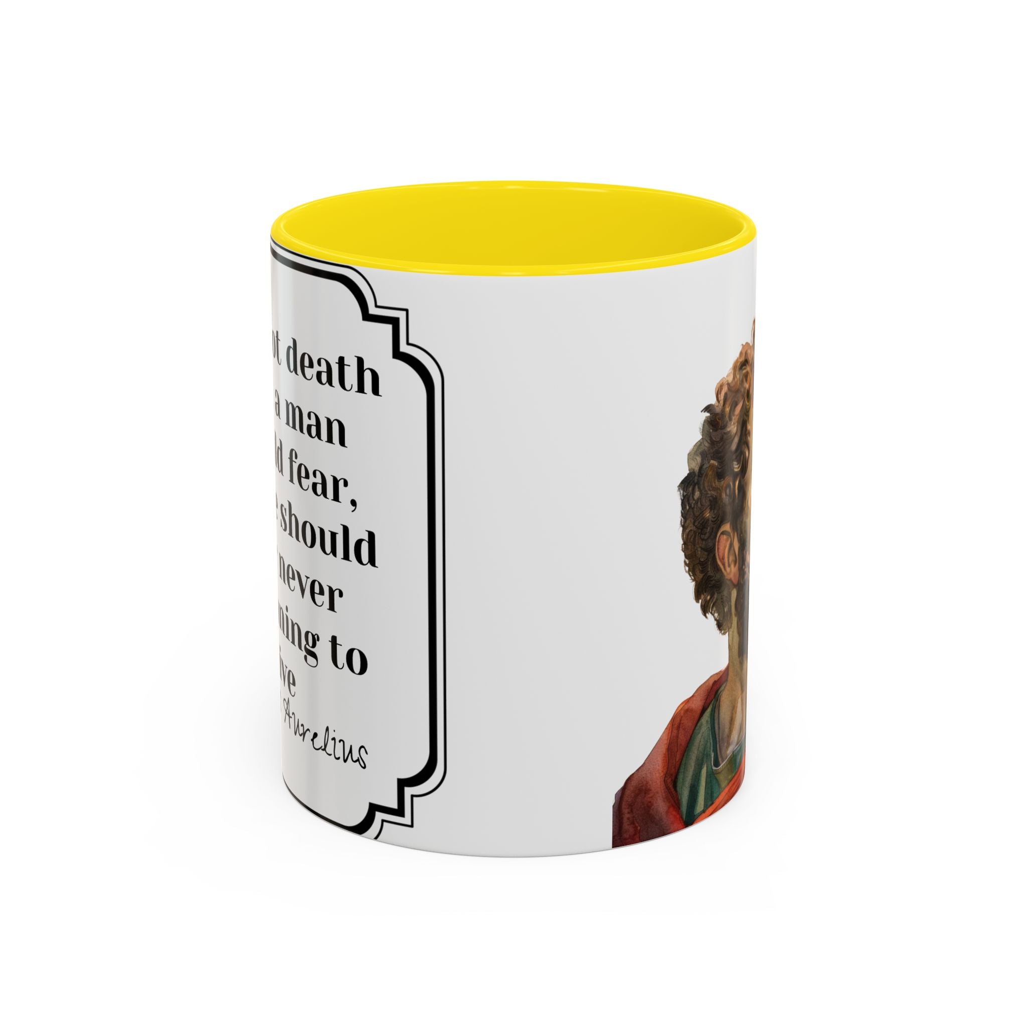 Marcus Aurelius death vs living Quote Mug | Philosophical Coffee Cup | 11oz, 15oz Accent Mugs for Thinkers| Stoics| Roman Empire