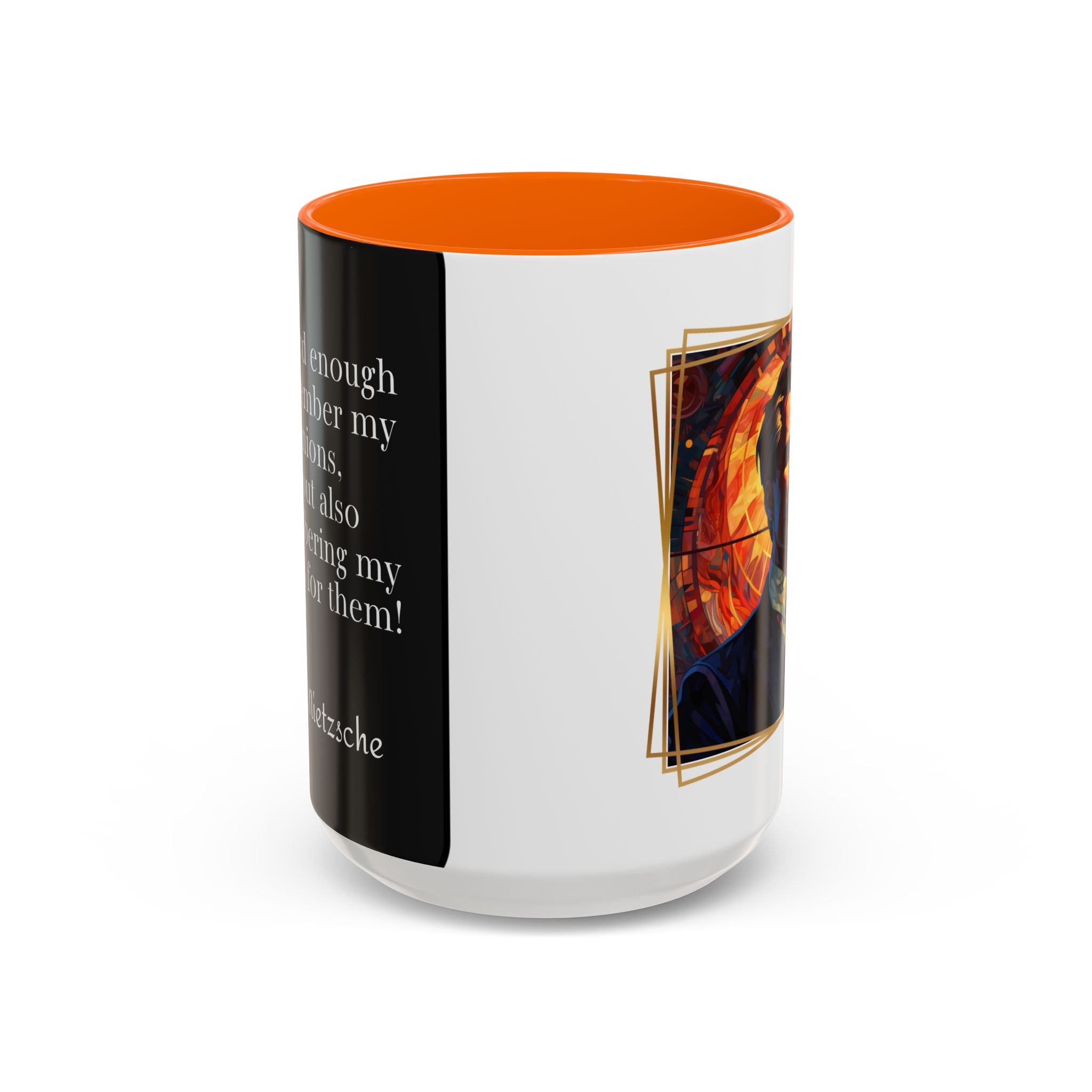 Nietzsche Pic with  Opinions and Reasons Quote Coffee Cup | 11oz, 15oz Accent Mugs for Philosophy Lovers & Thoughtful Gifts