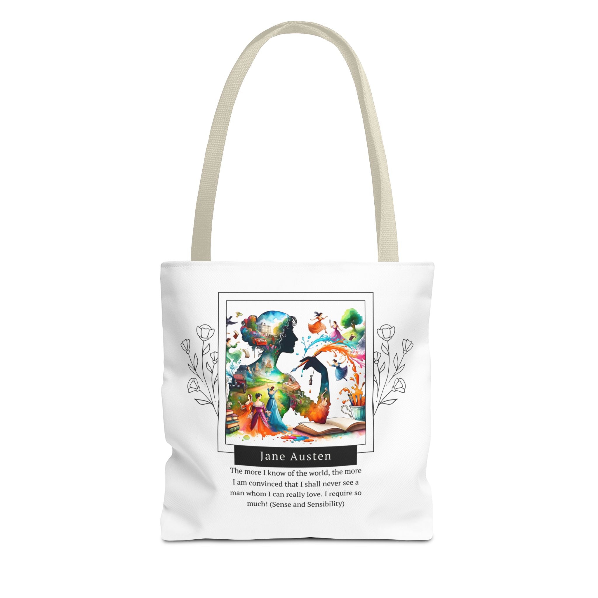 Jane Austen Man I can love quote Tote Bag (AOP) in 3 sizes| Literary Gifts | Pride and Prejudice| Perfect Gift for Austen Fans