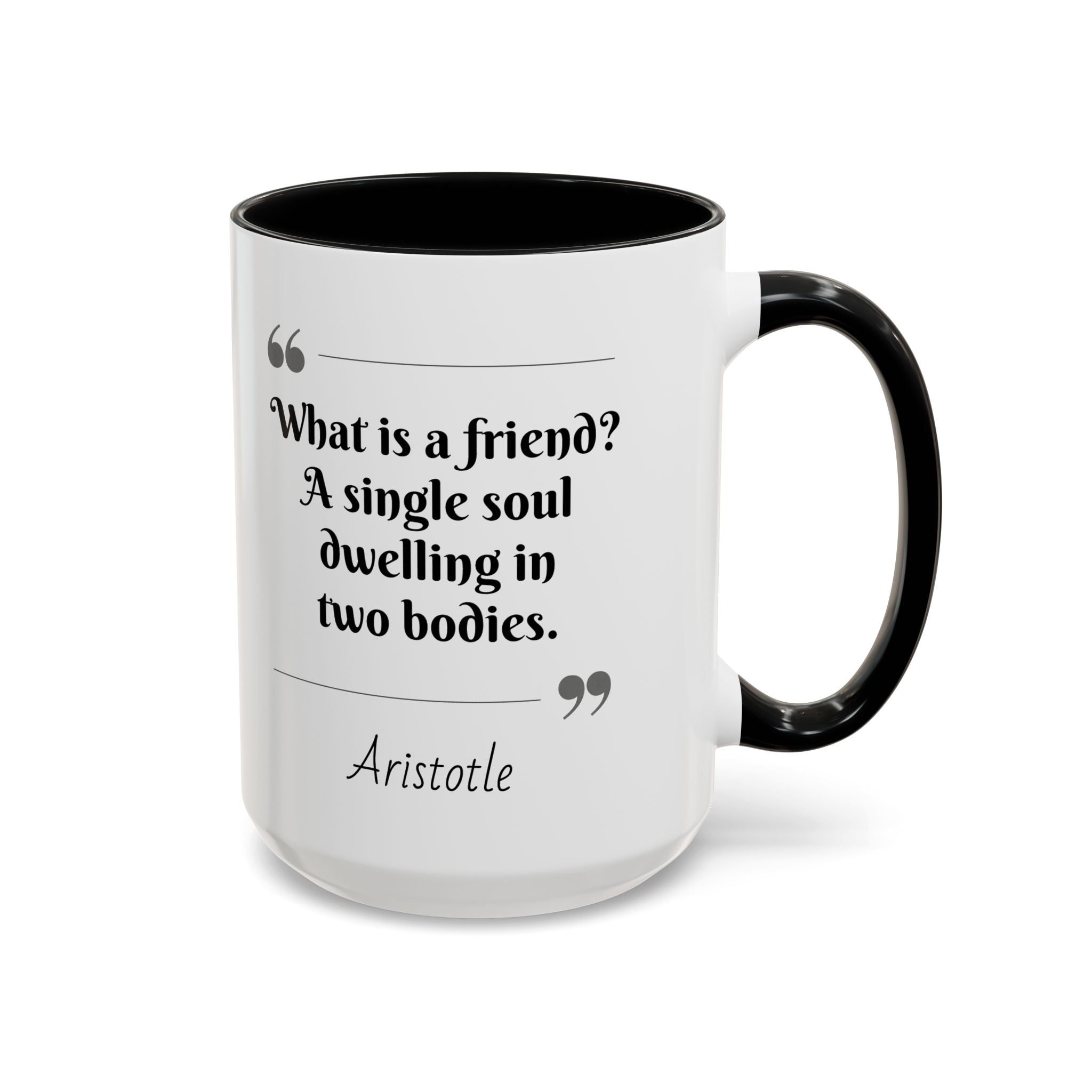 Aristotle What is a Friend Quote Mug | Motivational Philosophy Cup | 11oz, 15oz Accent Mugs for Thinkers & Positivity Lovers