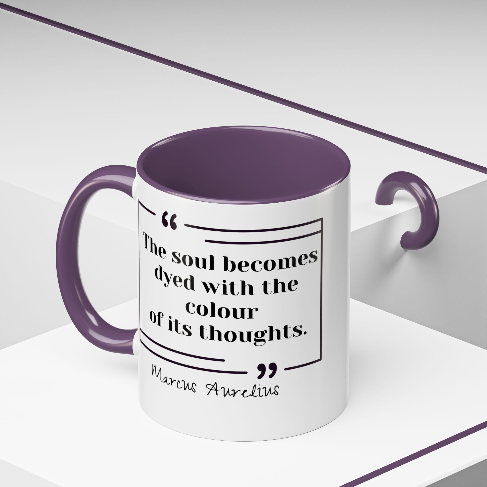 Marcus Aurelius Colour of a Soul Quote Mug | Philosophical Coffee Cup | 11oz, 15oz Accent Mugs for Thinkers| Stoics| Roman Empire
