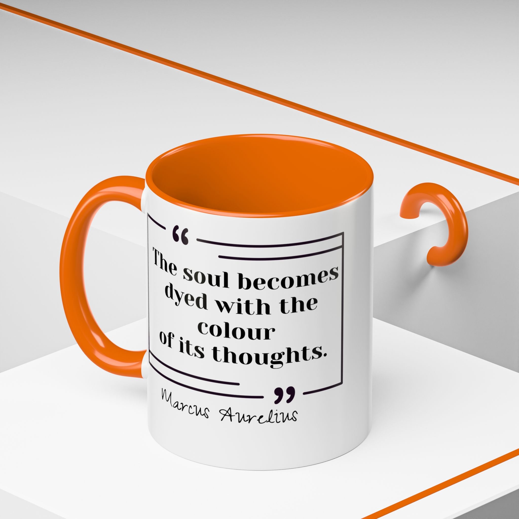 Marcus Aurelius Colour of a Soul Quote Mug | Philosophical Coffee Cup | 11oz, 15oz Accent Mugs for Thinkers| Stoics| Roman Empire