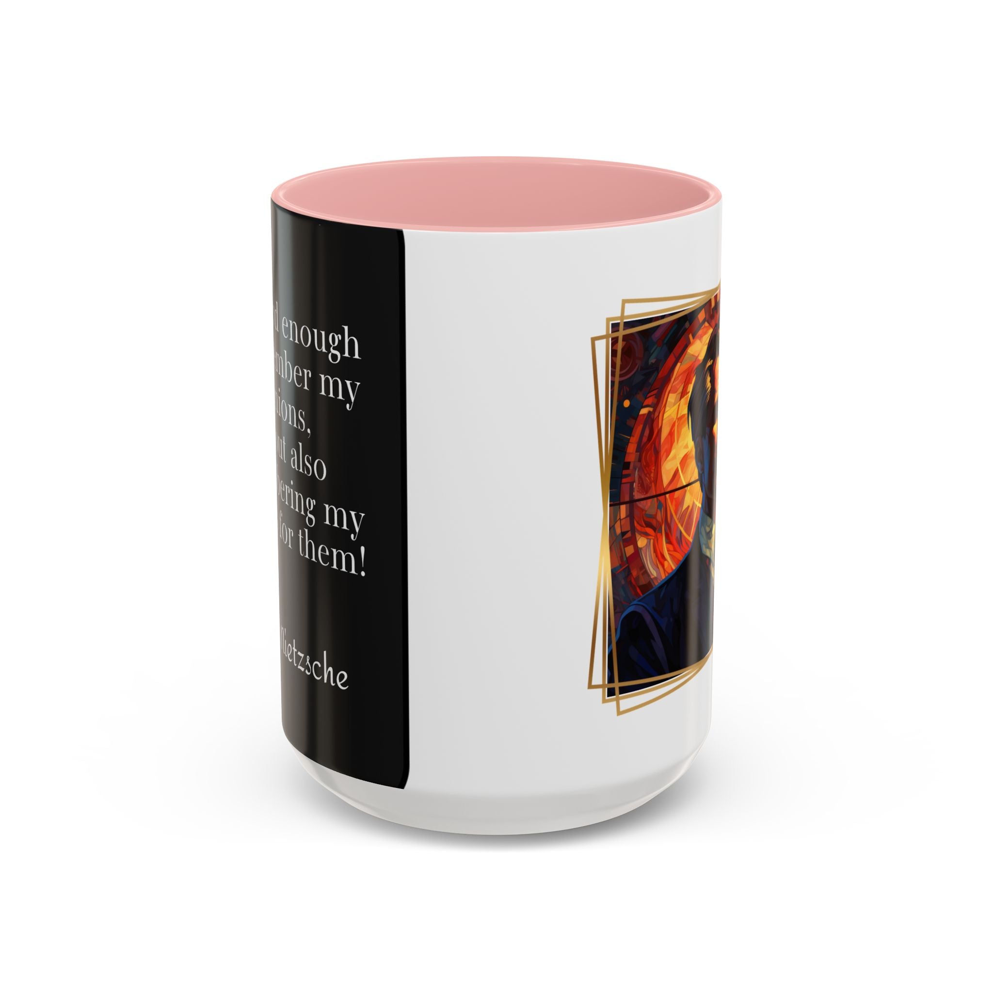 Nietzsche Pic with  Opinions and Reasons Quote Coffee Cup | 11oz, 15oz Accent Mugs for Philosophy Lovers & Thoughtful Gifts