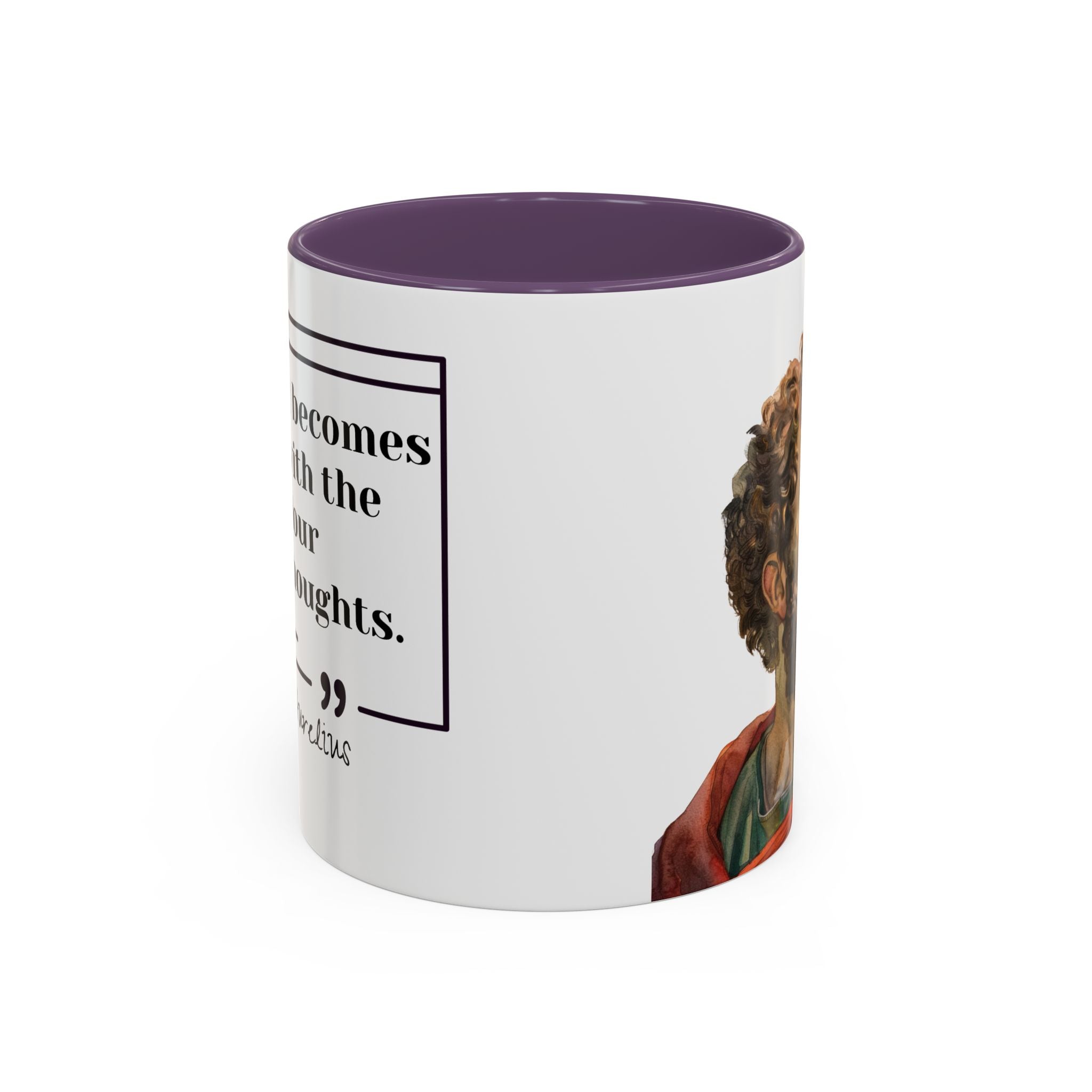Marcus Aurelius Colour of a Soul Quote Mug | Philosophical Coffee Cup | 11oz, 15oz Accent Mugs for Thinkers| Stoics| Roman Empire