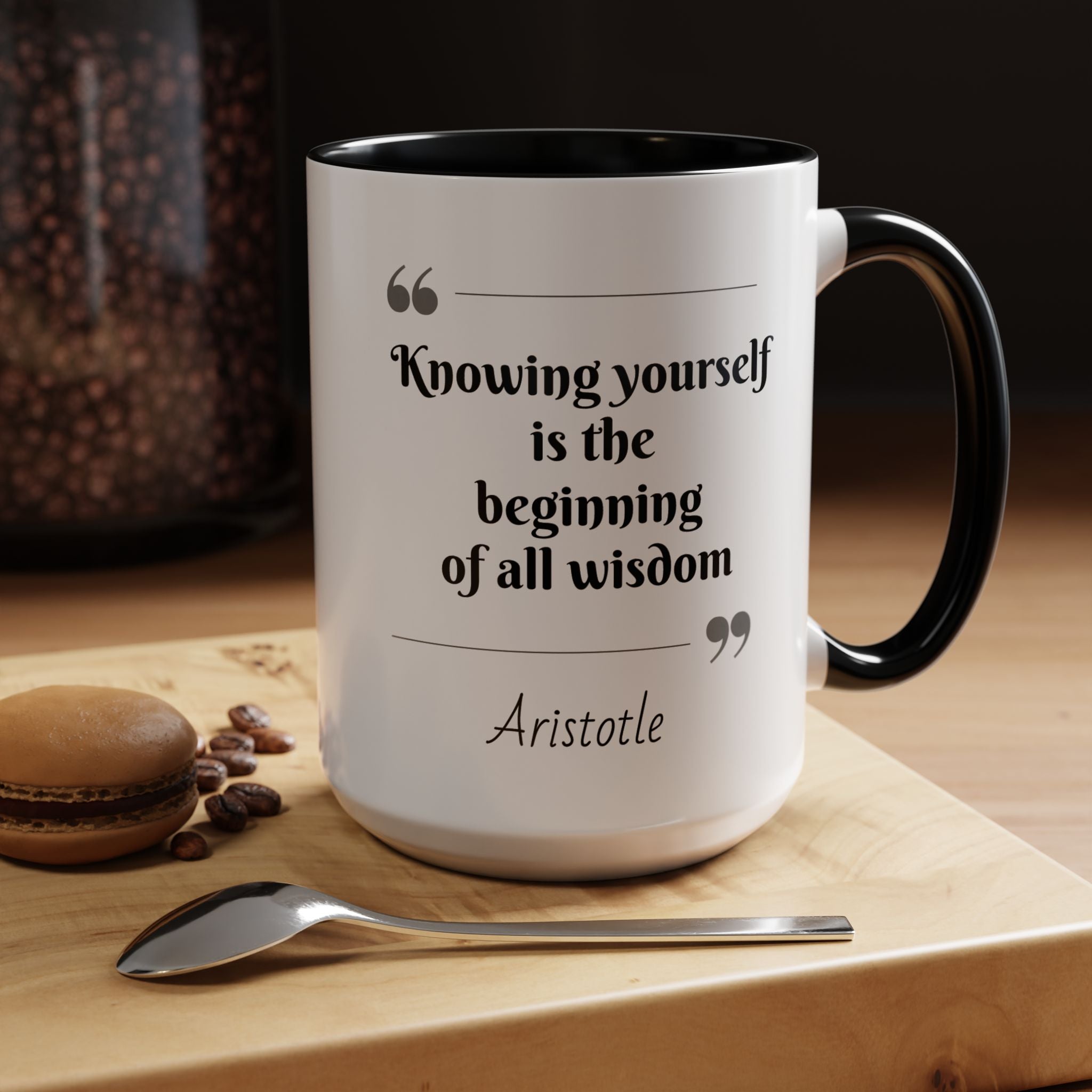 Aristotle Knowing Yourself Quote Mug | Motivational Philosophy Cup | 11oz, 15oz Accent Mugs for Thinkers & Positivity Lovers