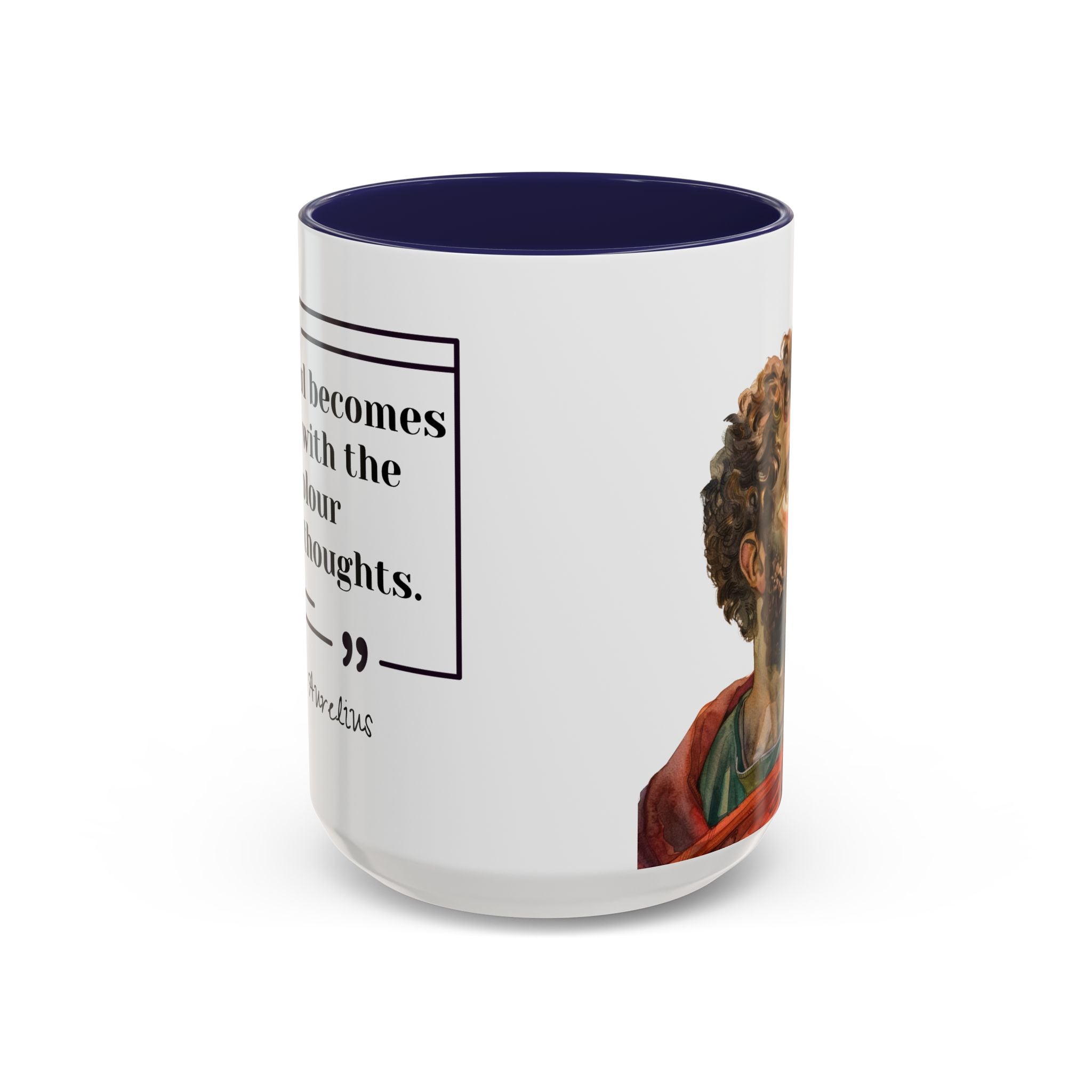 Marcus Aurelius Colour of a Soul Quote Mug | Philosophical Coffee Cup | 11oz, 15oz Accent Mugs for Thinkers| Stoics| Roman Empire