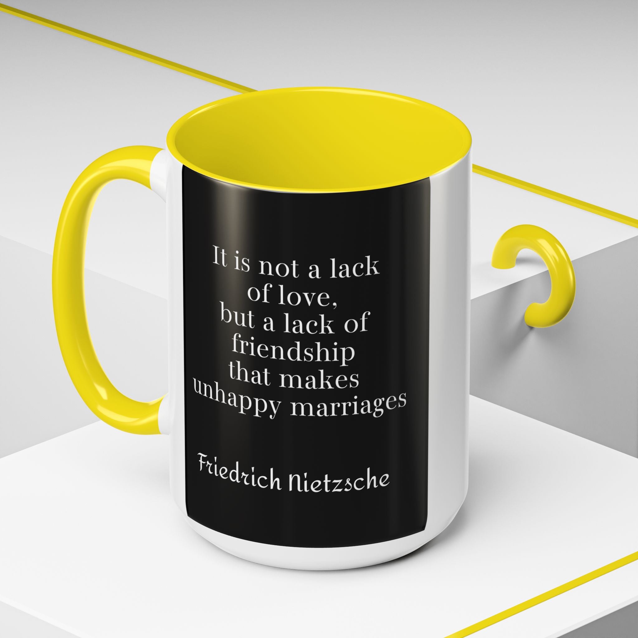 Nietzsche Friendship makes a Marriage Quote Coffee Cup | 11oz, 15oz Accent Mugs for Philosophy Lovers & Thoughtful Gifts