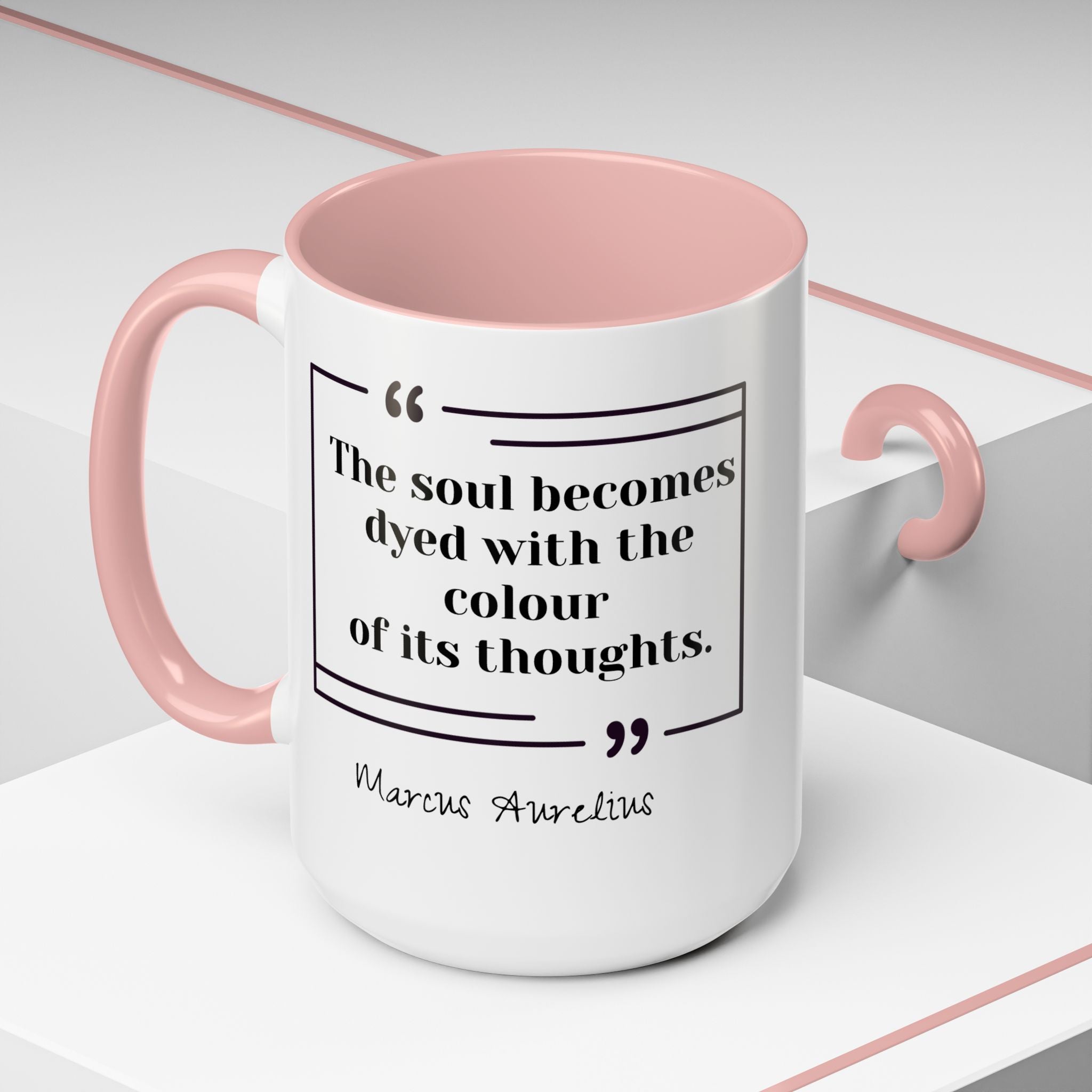 Marcus Aurelius Colour of a Soul Quote Mug | Philosophical Coffee Cup | 11oz, 15oz Accent Mugs for Thinkers| Stoics| Roman Empire