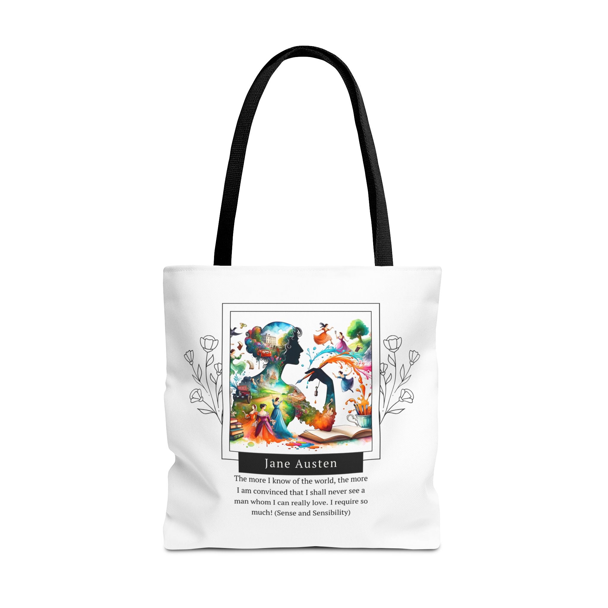Jane Austen Man I can love quote Tote Bag (AOP) in 3 sizes| Literary Gifts | Pride and Prejudice| Perfect Gift for Austen Fans