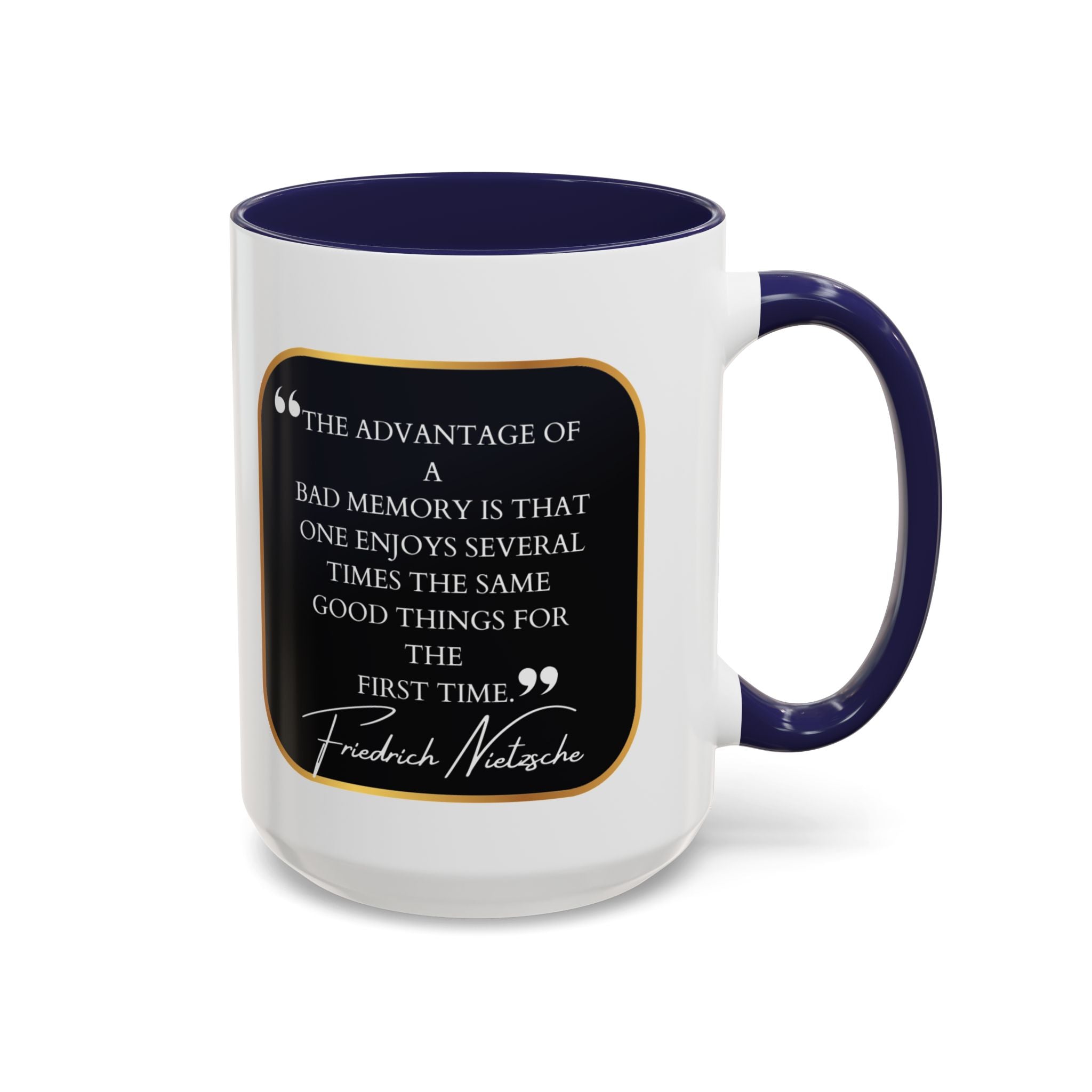 Nietzsche Bad Memory Advantage Quote Coffee Cup | 11oz, 15oz Accent Mugs for Philosophy Lovers & Thoughtful Gifts
