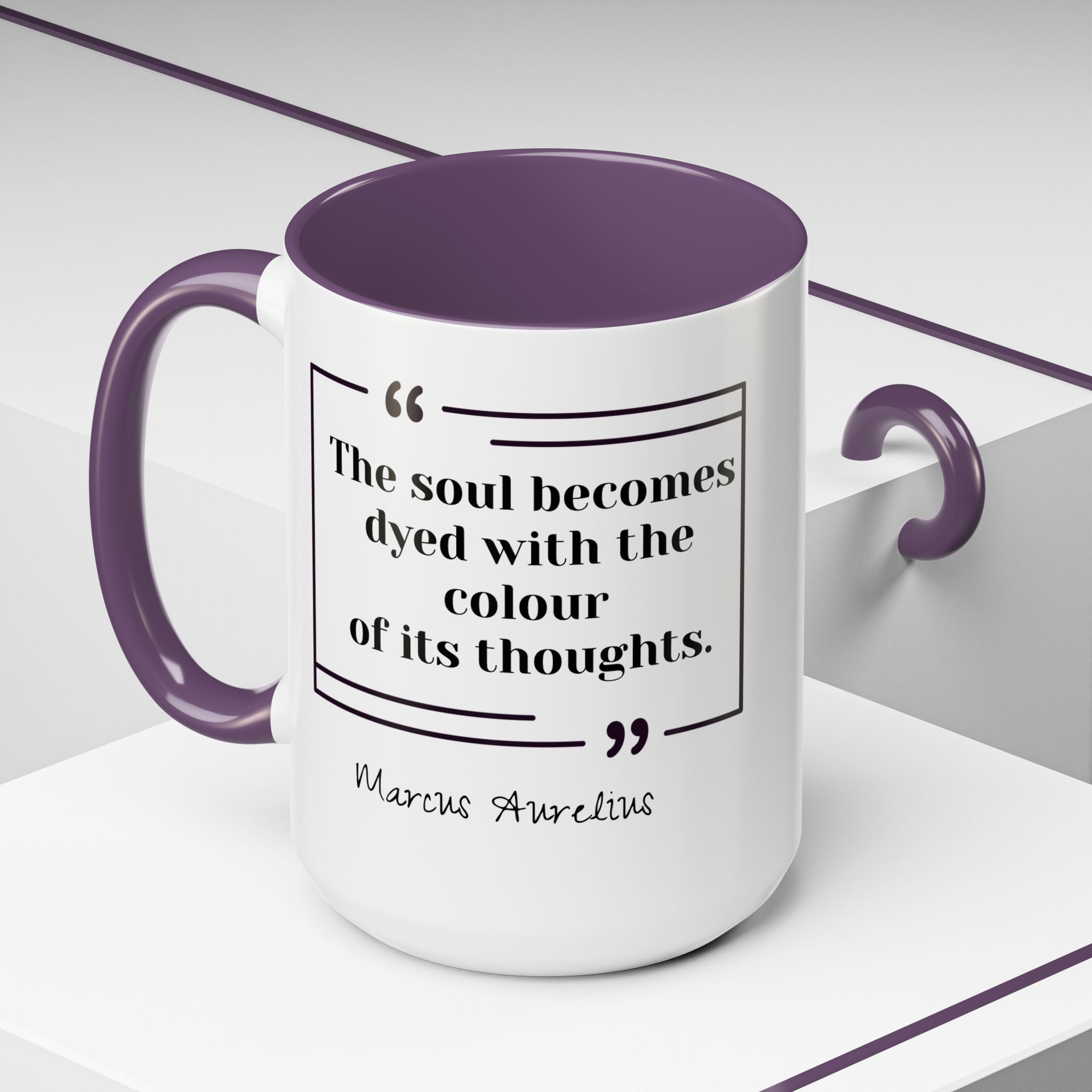 Marcus Aurelius Colour of a Soul Quote Mug | Philosophical Coffee Cup | 11oz, 15oz Accent Mugs for Thinkers| Stoics| Roman Empire