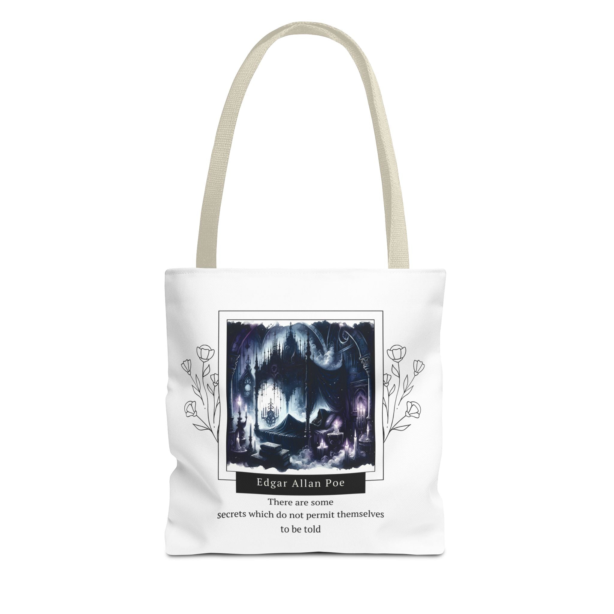 Edgar Allan Poe Secrets Quote Tote Bag | Mysterious AOP Tote