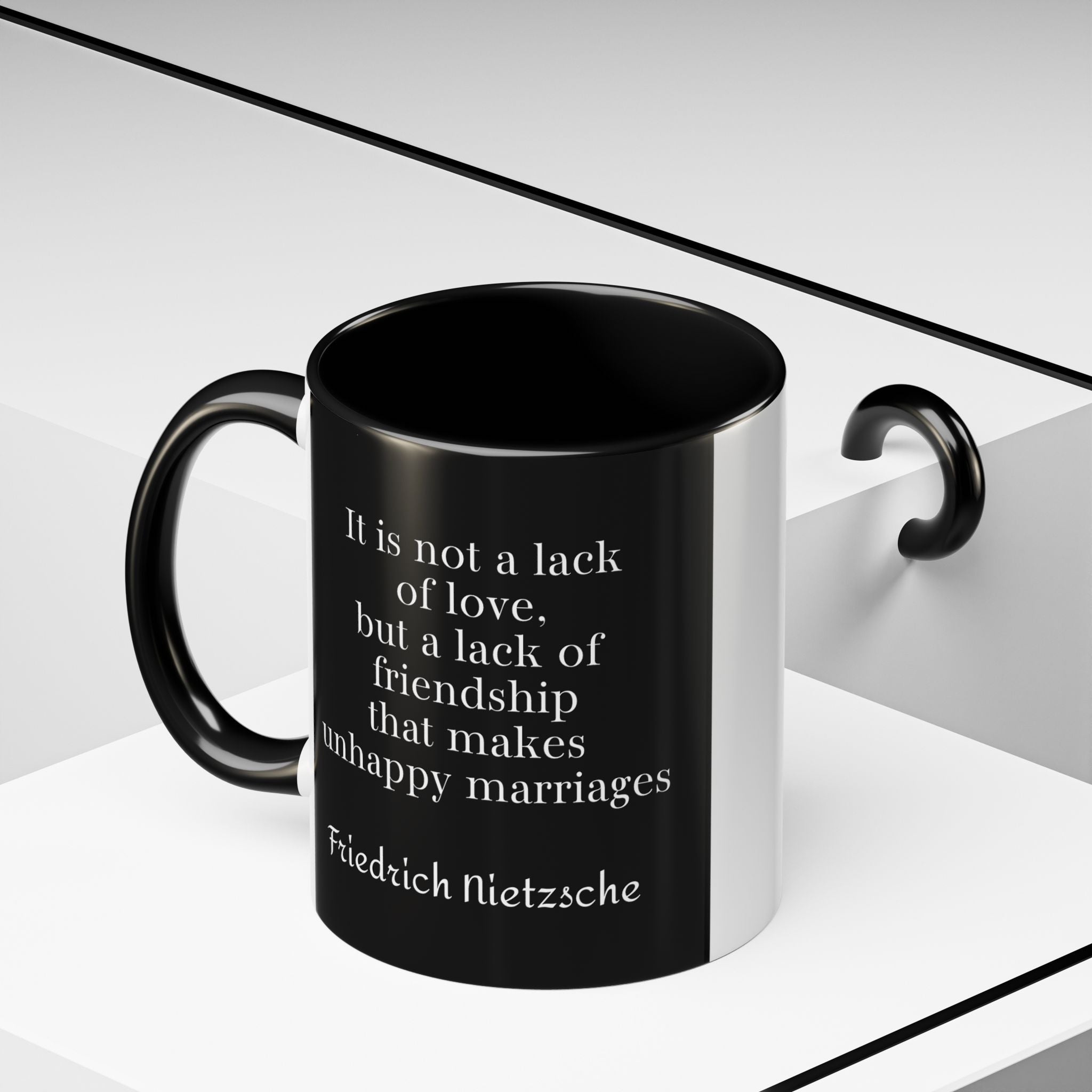 Nietzsche Friendship makes a Marriage Quote Coffee Cup | 11oz, 15oz Accent Mugs for Philosophy Lovers & Thoughtful Gifts