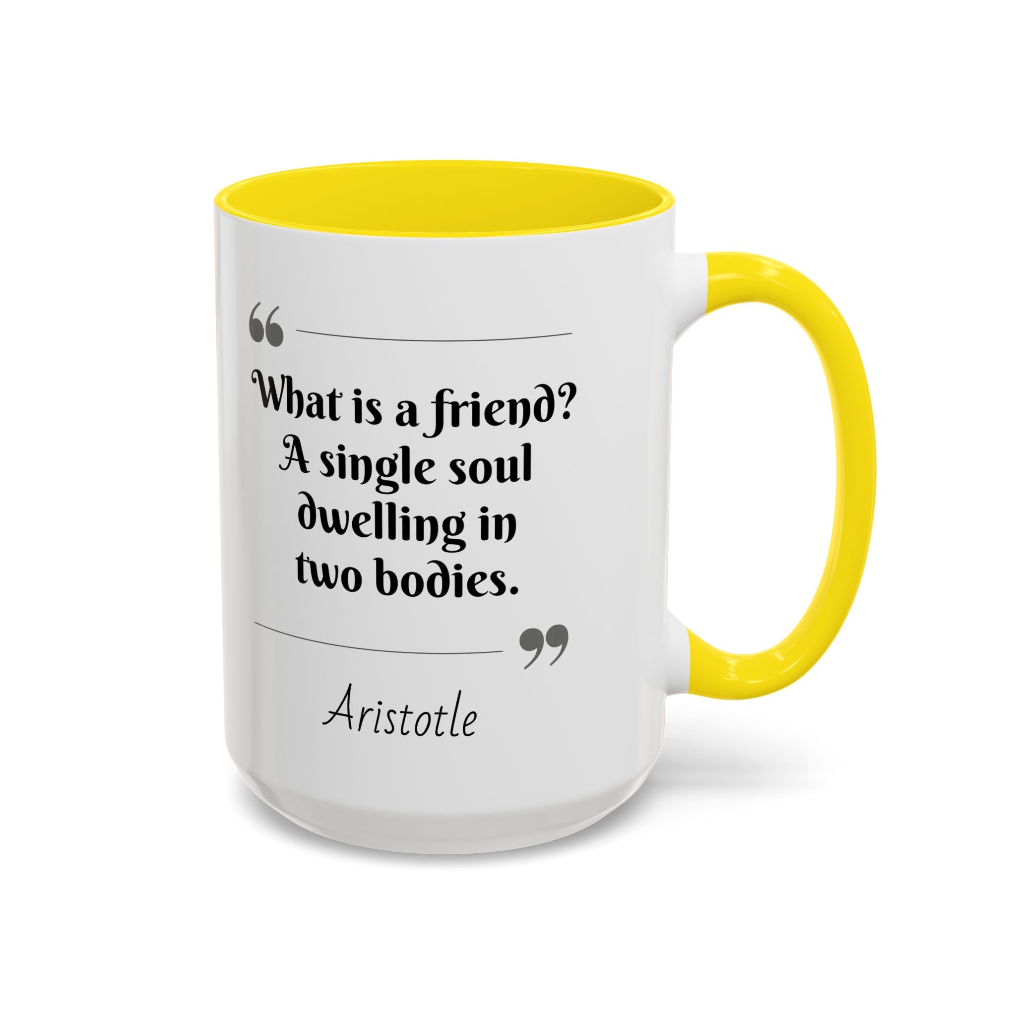 Aristotle What is a Friend Quote Mug | Motivational Philosophy Cup | 11oz, 15oz Accent Mugs for Thinkers & Positivity Lovers