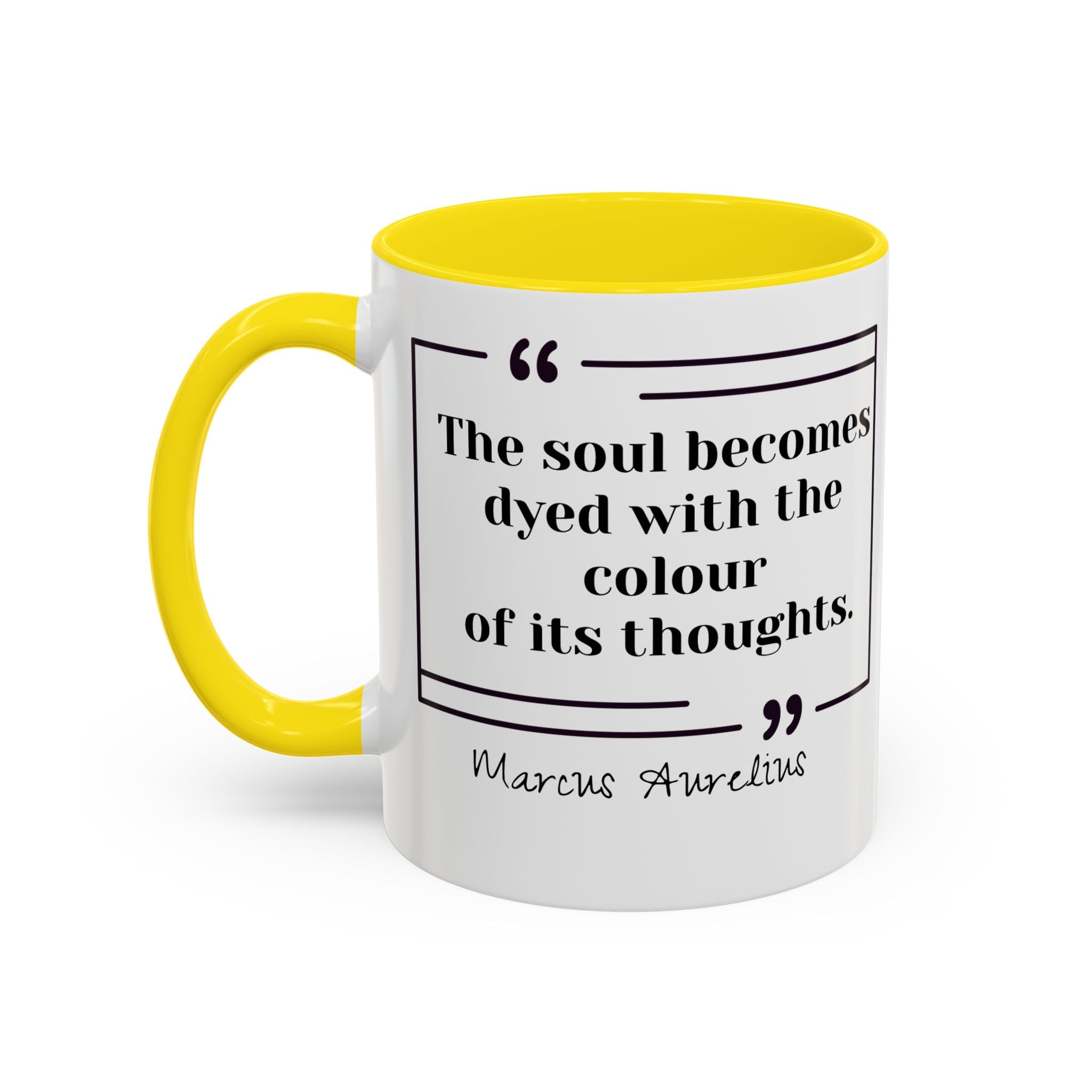 Marcus Aurelius Colour of a Soul Quote Mug | Philosophical Coffee Cup | 11oz, 15oz Accent Mugs for Thinkers| Stoics| Roman Empire