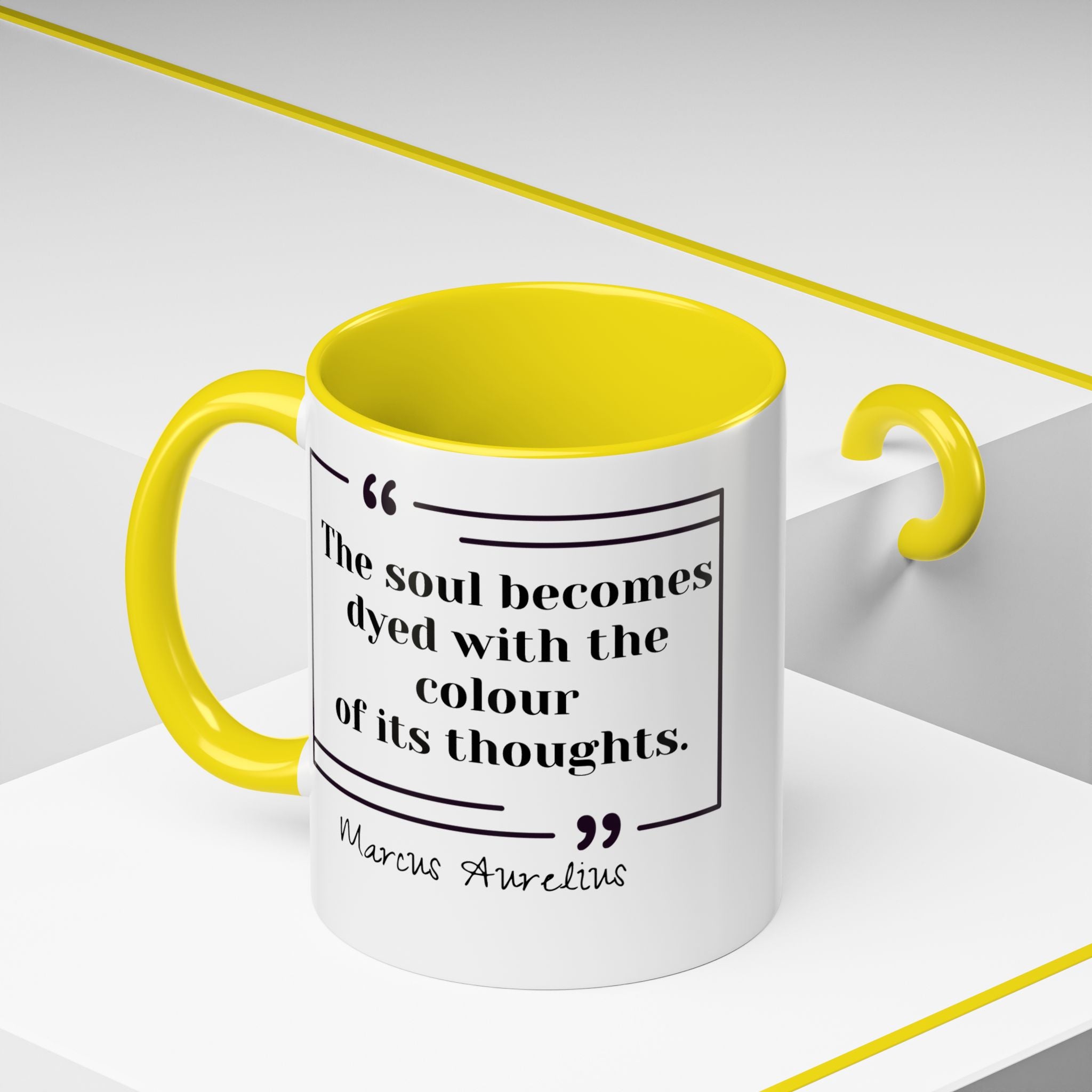 Marcus Aurelius Colour of a Soul Quote Mug | Philosophical Coffee Cup | 11oz, 15oz Accent Mugs for Thinkers| Stoics| Roman Empire