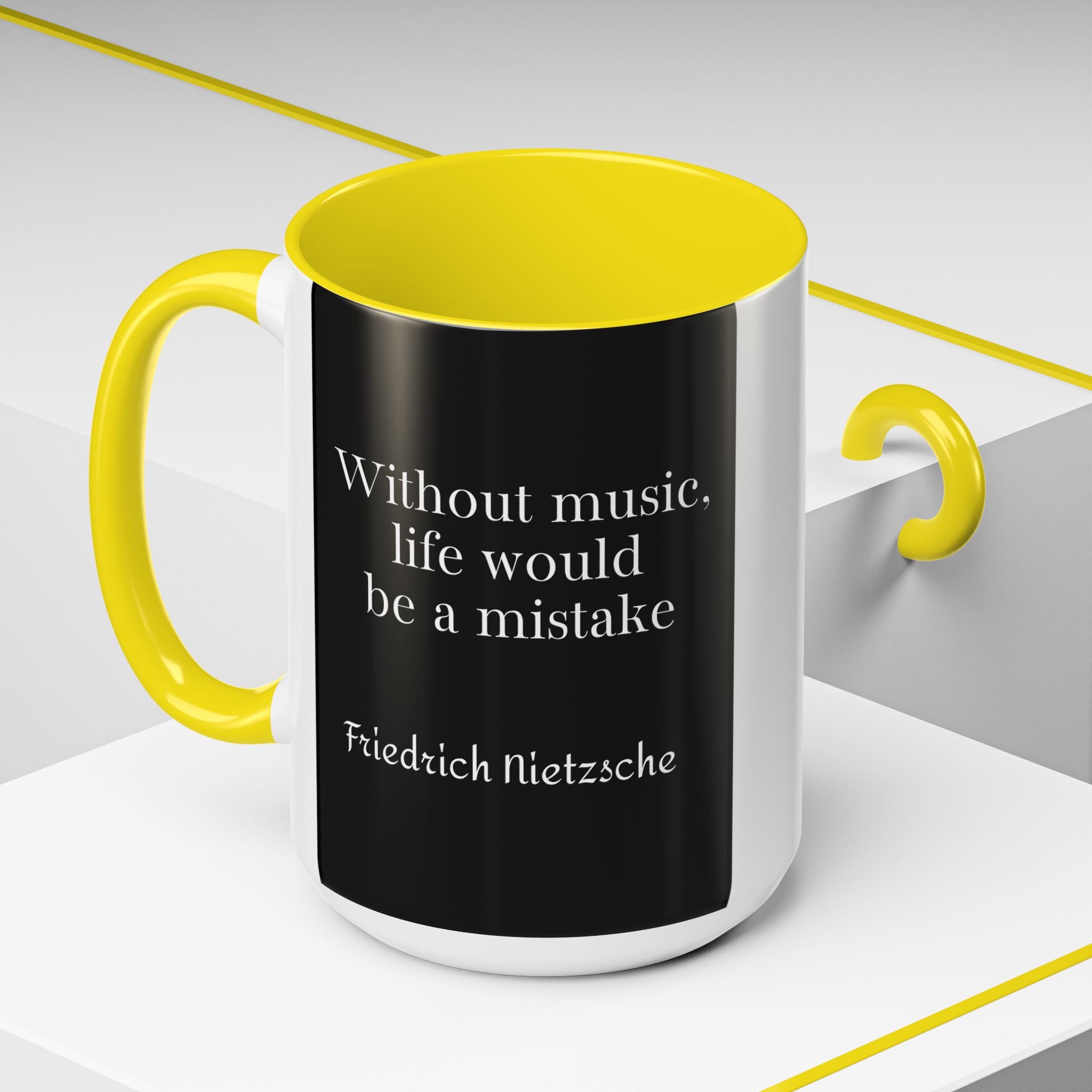 Nietzsche  - Without music, life would be a mistakeQuote Coffee Cup | 11oz, 15oz Accent Mugs for Philosophy Lovers & Thoughtful Gifts