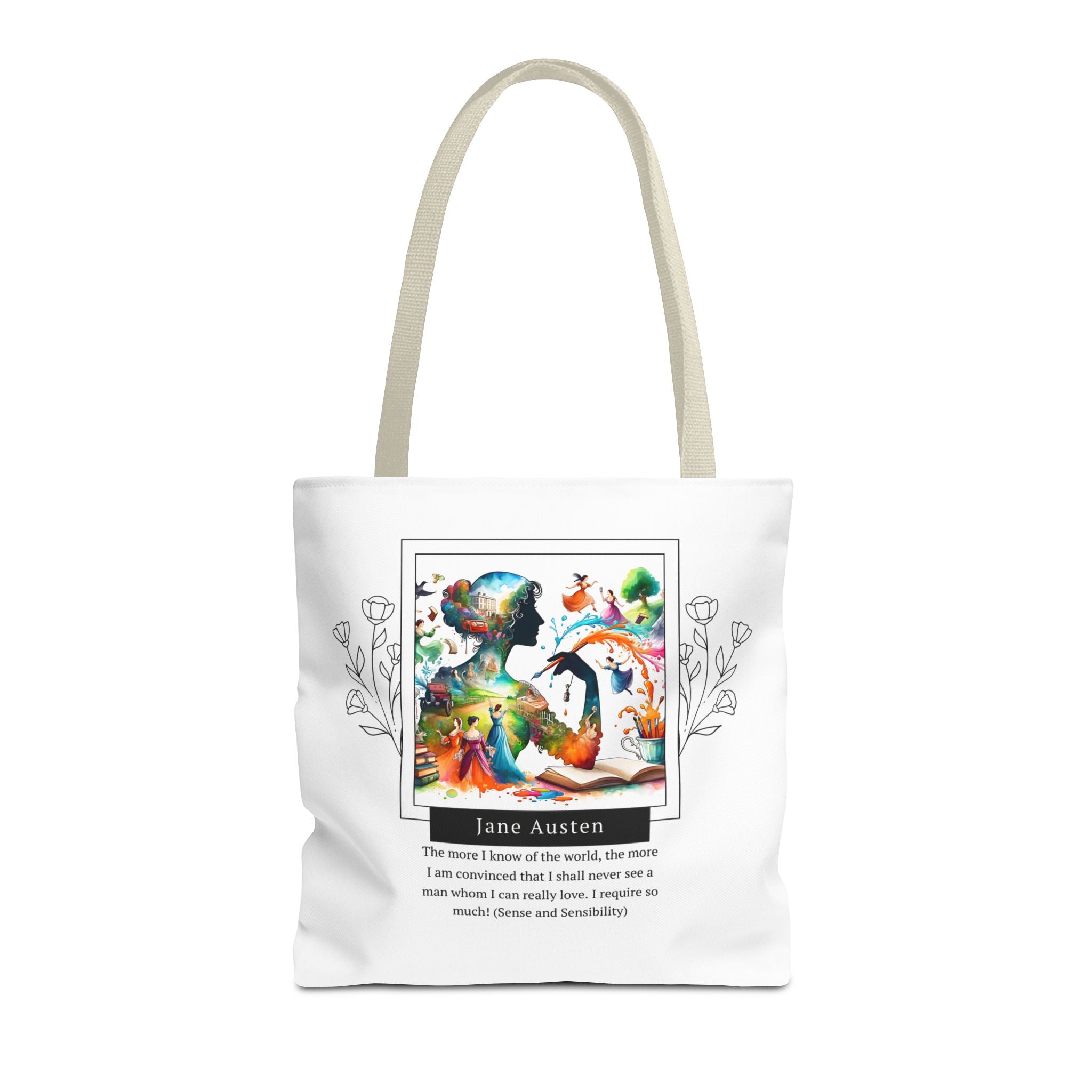 Jane Austen Man I can love quote Tote Bag (AOP) in 3 sizes| Literary Gifts | Pride and Prejudice| Perfect Gift for Austen Fans