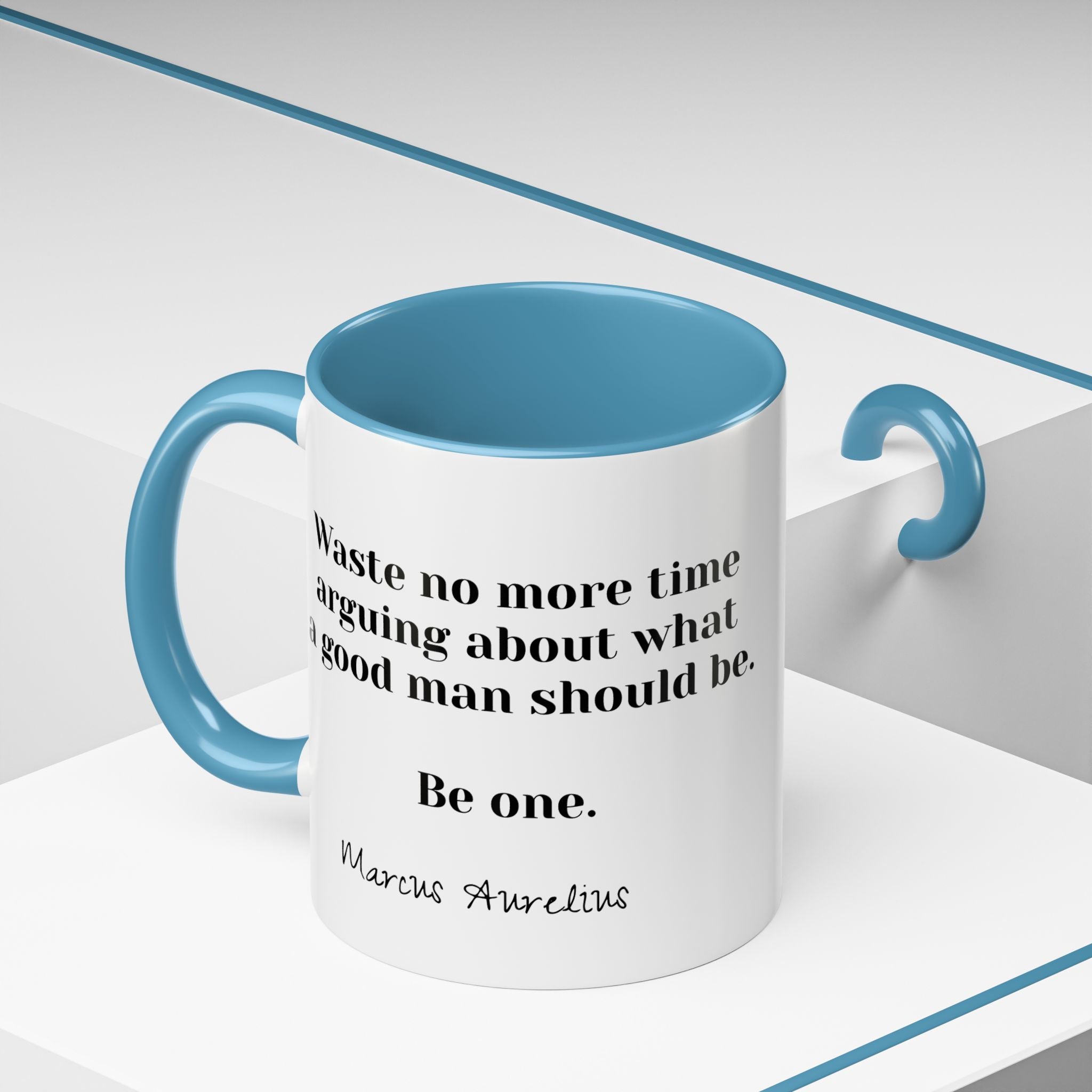 Marcus Aurelius Be a Good Man Quote Mug | Philosophical Coffee Cup | 11oz, 15oz Accent Mugs for Thinkers| Stoics| Roman Empire