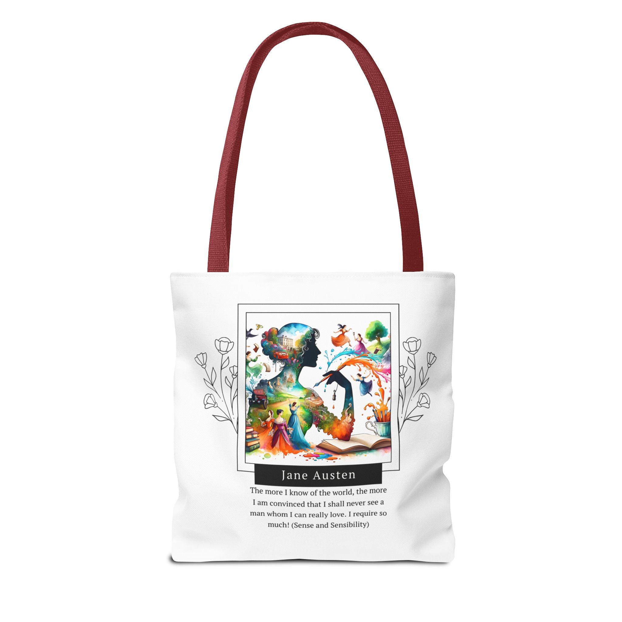 Jane Austen Man I can love quote Tote Bag (AOP) in 3 sizes| Literary Gifts | Pride and Prejudice| Perfect Gift for Austen Fans