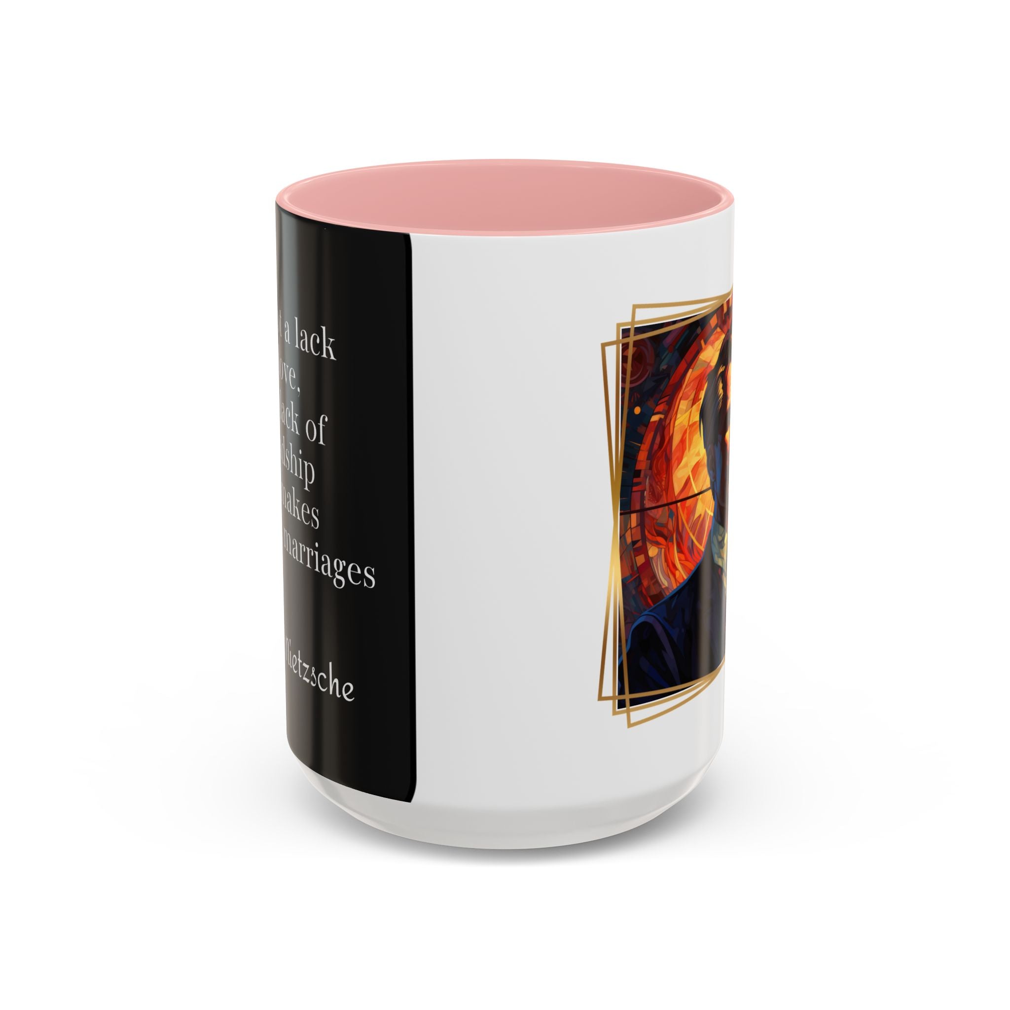 Nietzsche Friendship makes a Marriage Quote Coffee Cup | 11oz, 15oz Accent Mugs for Philosophy Lovers & Thoughtful Gifts