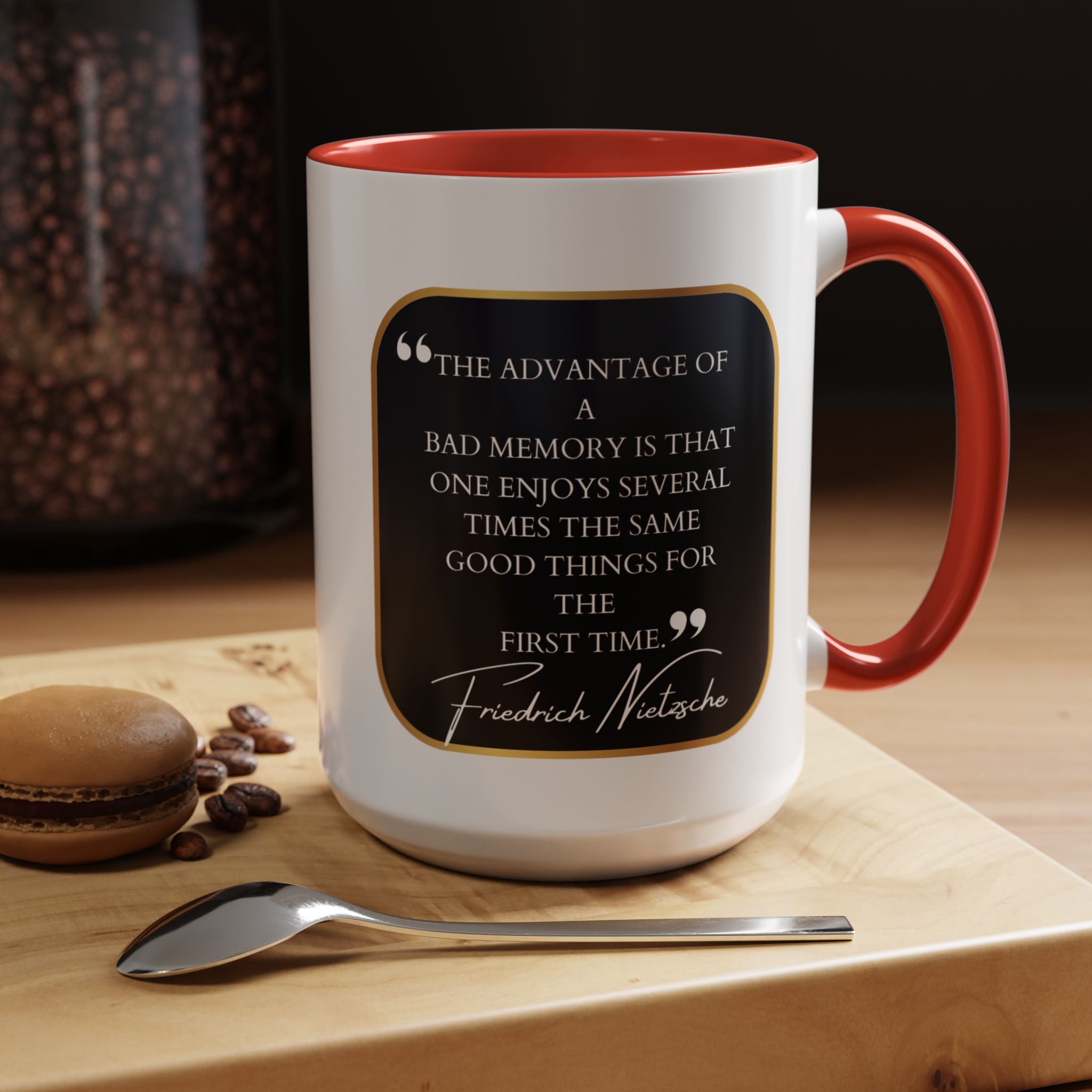 Nietzsche Bad Memory Advantage Quote Coffee Cup | 11oz, 15oz Accent Mugs for Philosophy Lovers & Thoughtful Gifts