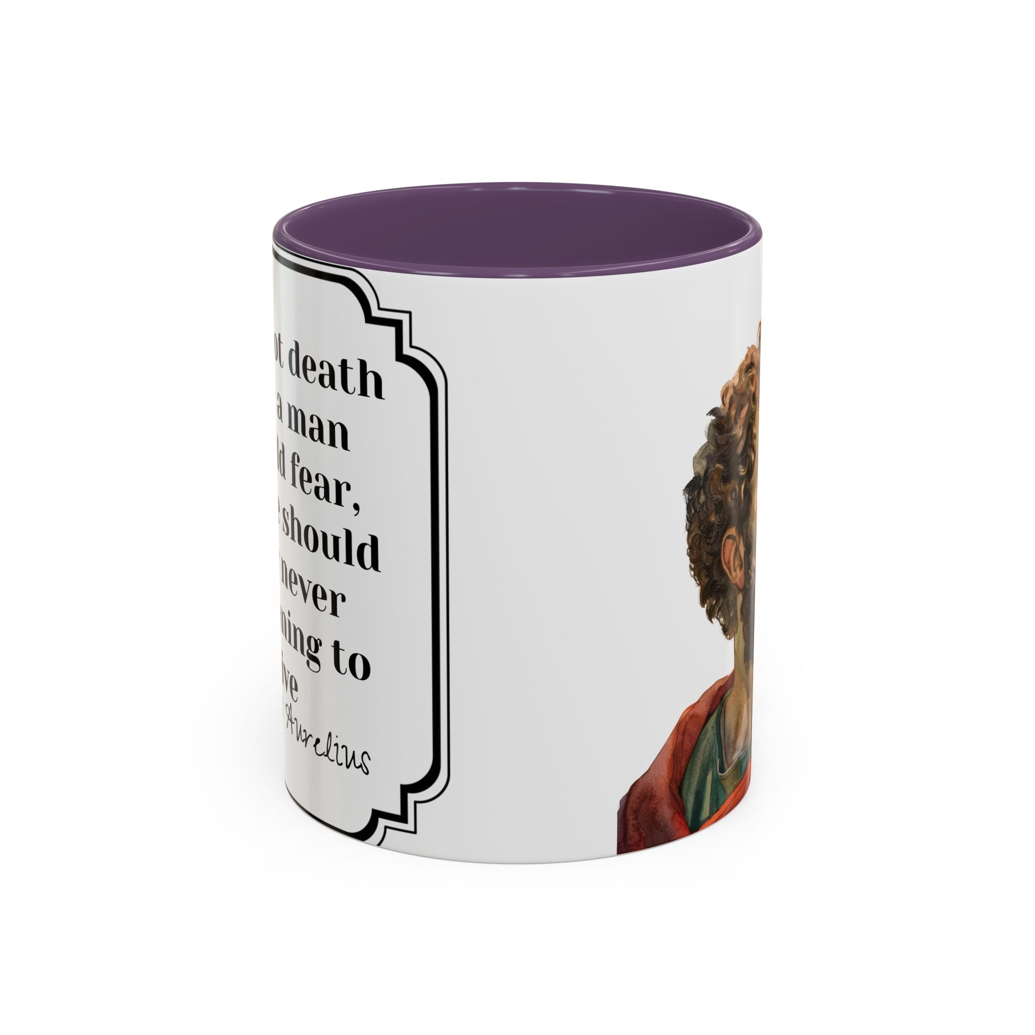 Marcus Aurelius death vs living Quote Mug | Philosophical Coffee Cup | 11oz, 15oz Accent Mugs for Thinkers| Stoics| Roman Empire