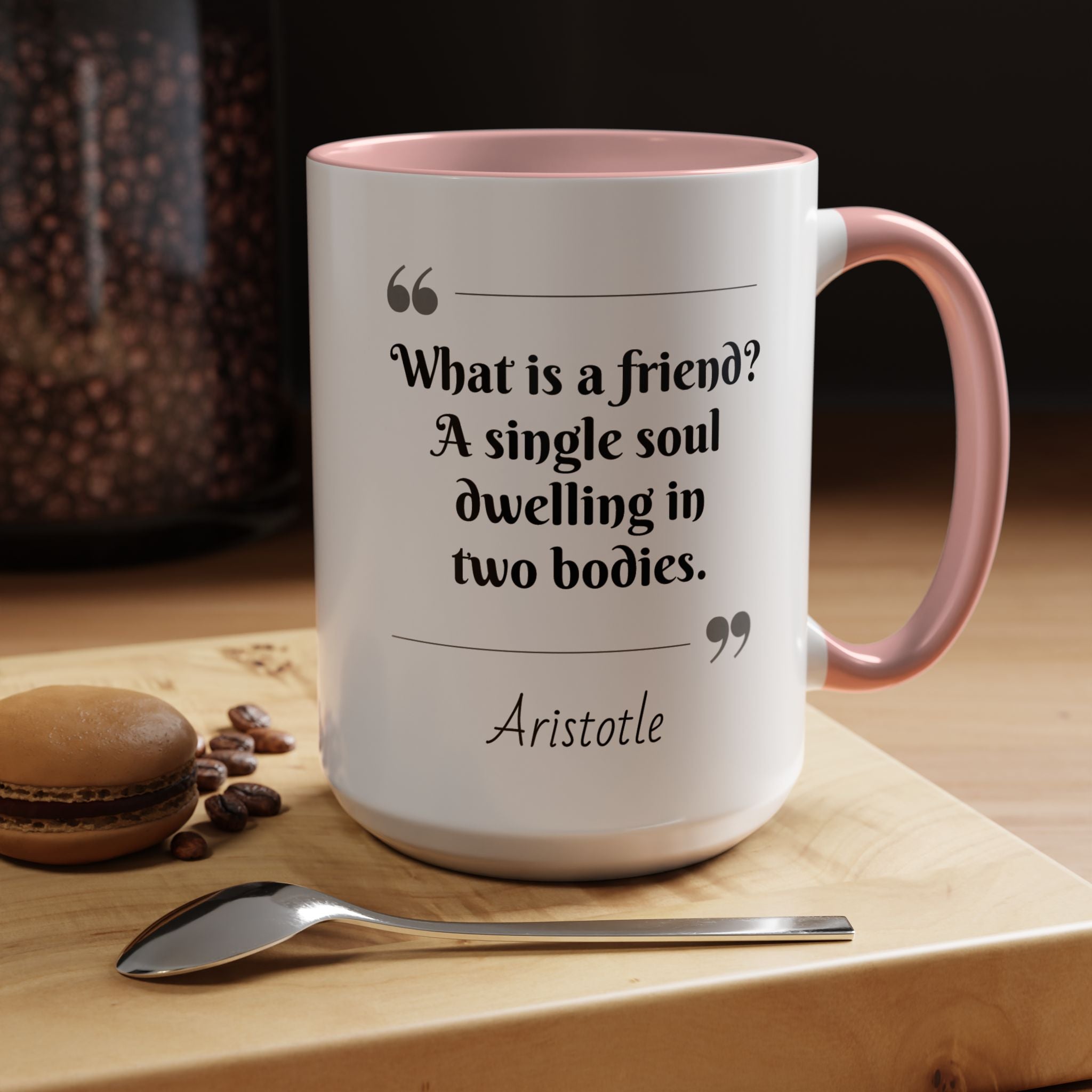 Aristotle What is a Friend Quote Mug | Motivational Philosophy Cup | 11oz, 15oz Accent Mugs for Thinkers & Positivity Lovers