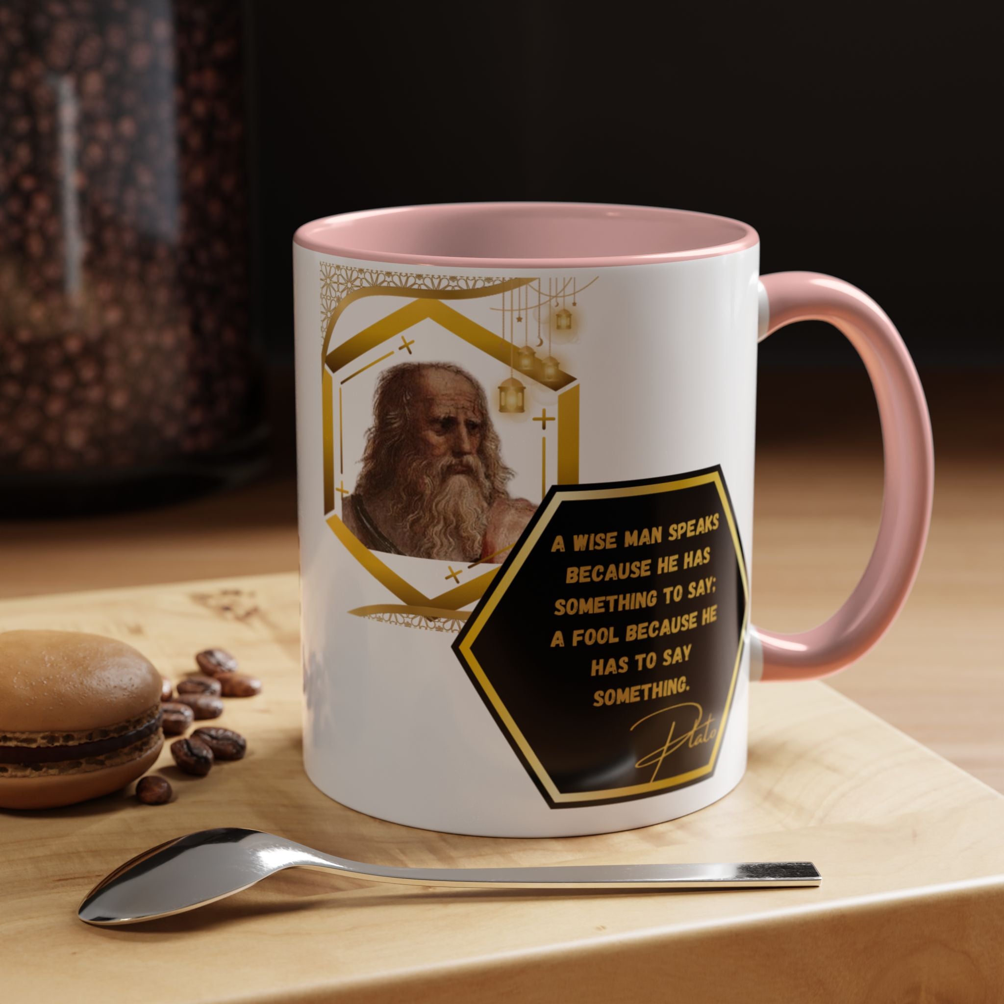 Plato Wise Man Speaks Quote Mug | Philosophical Wisdom Coffee Cup | 11oz, 15oz Accent Mugs for Deep Thinkers & Learners