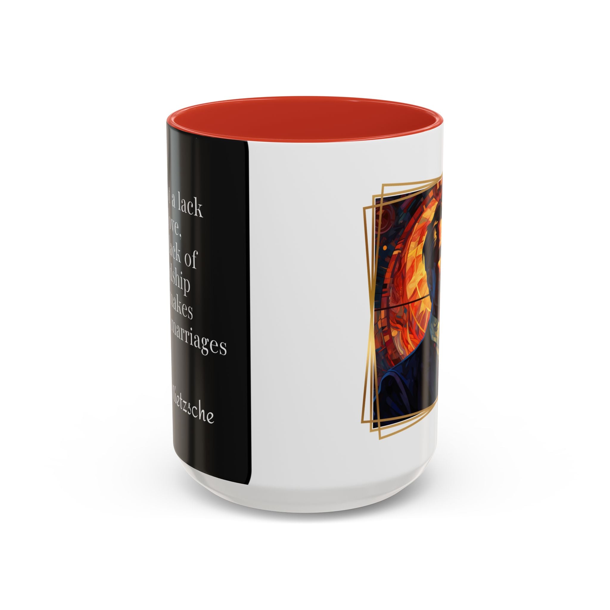 Nietzsche Friendship makes a Marriage Quote Coffee Cup | 11oz, 15oz Accent Mugs for Philosophy Lovers & Thoughtful Gifts