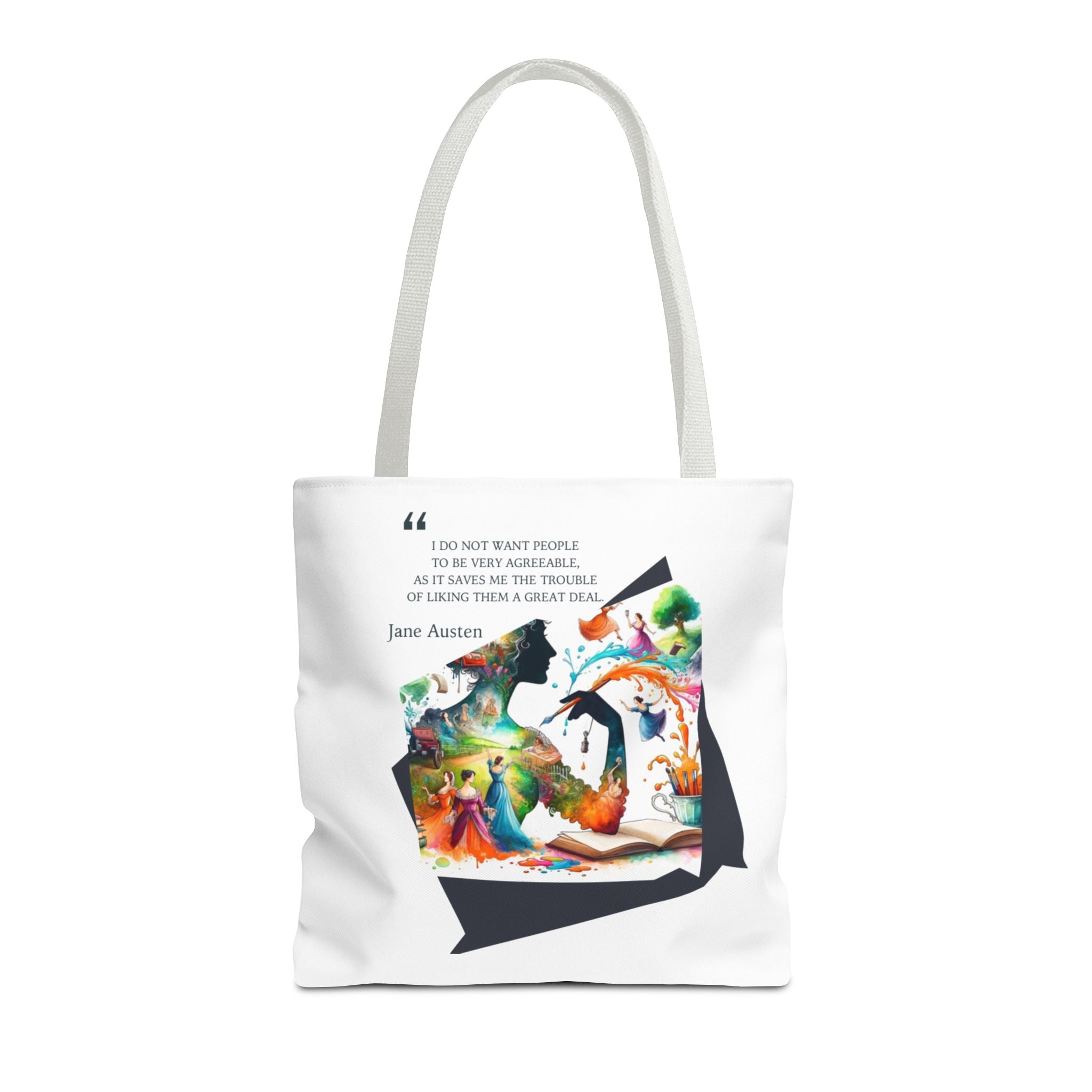 Jane Austen - I don't want to like people quote Tote Bag (AOP) in 3 sizes| Literary Gifts | Pride and Prejudice| Perfect Gift for Austen Fan