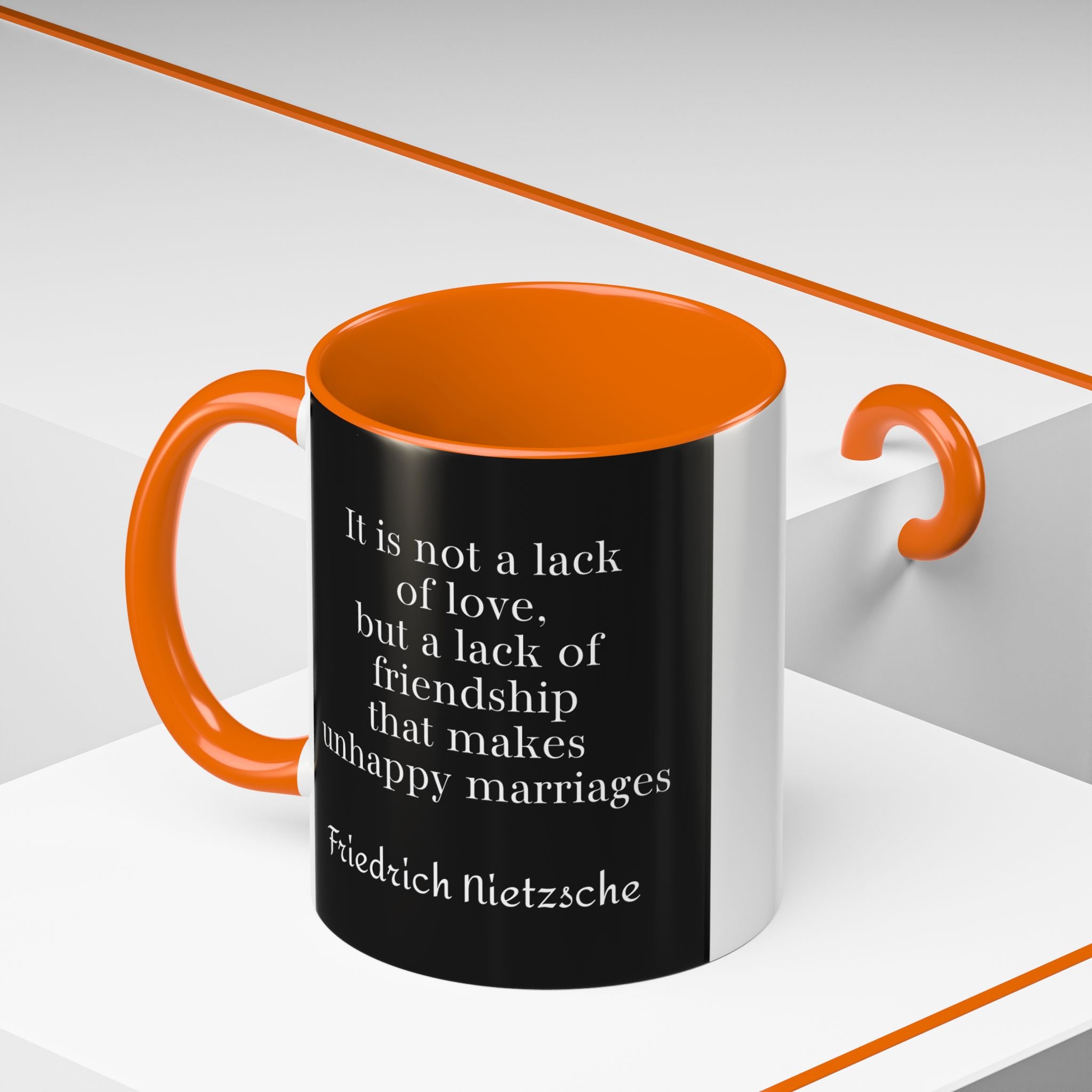 Nietzsche Friendship makes a Marriage Quote Coffee Cup | 11oz, 15oz Accent Mugs for Philosophy Lovers & Thoughtful Gifts