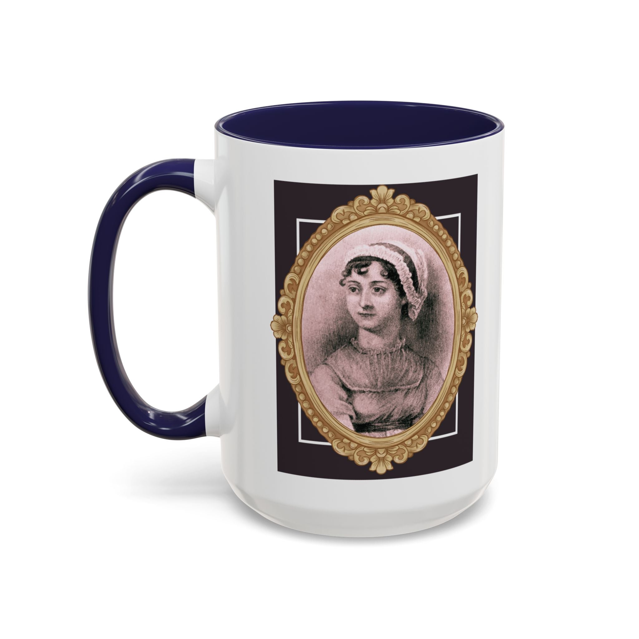 Jane Austen If I Loved You Less, I Might Talk About It More Author Picture Accent Coffee Mug - 11oz & 15oz Options | Romance Gift