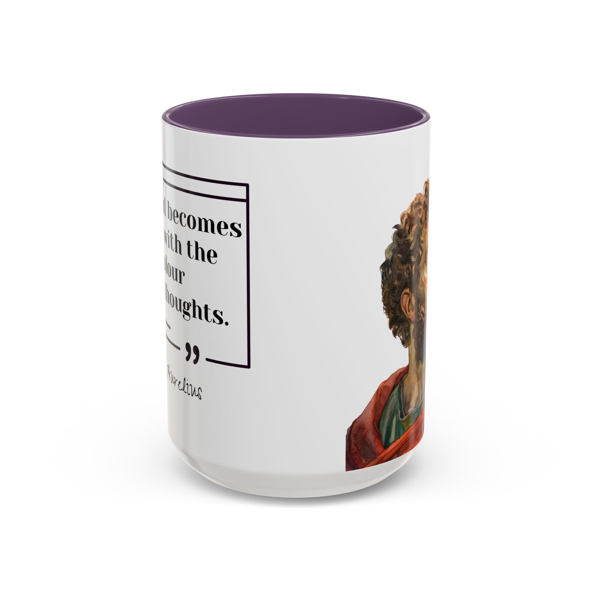 Marcus Aurelius Colour of a Soul Quote Mug | Philosophical Coffee Cup | 11oz, 15oz Accent Mugs for Thinkers| Stoics| Roman Empire