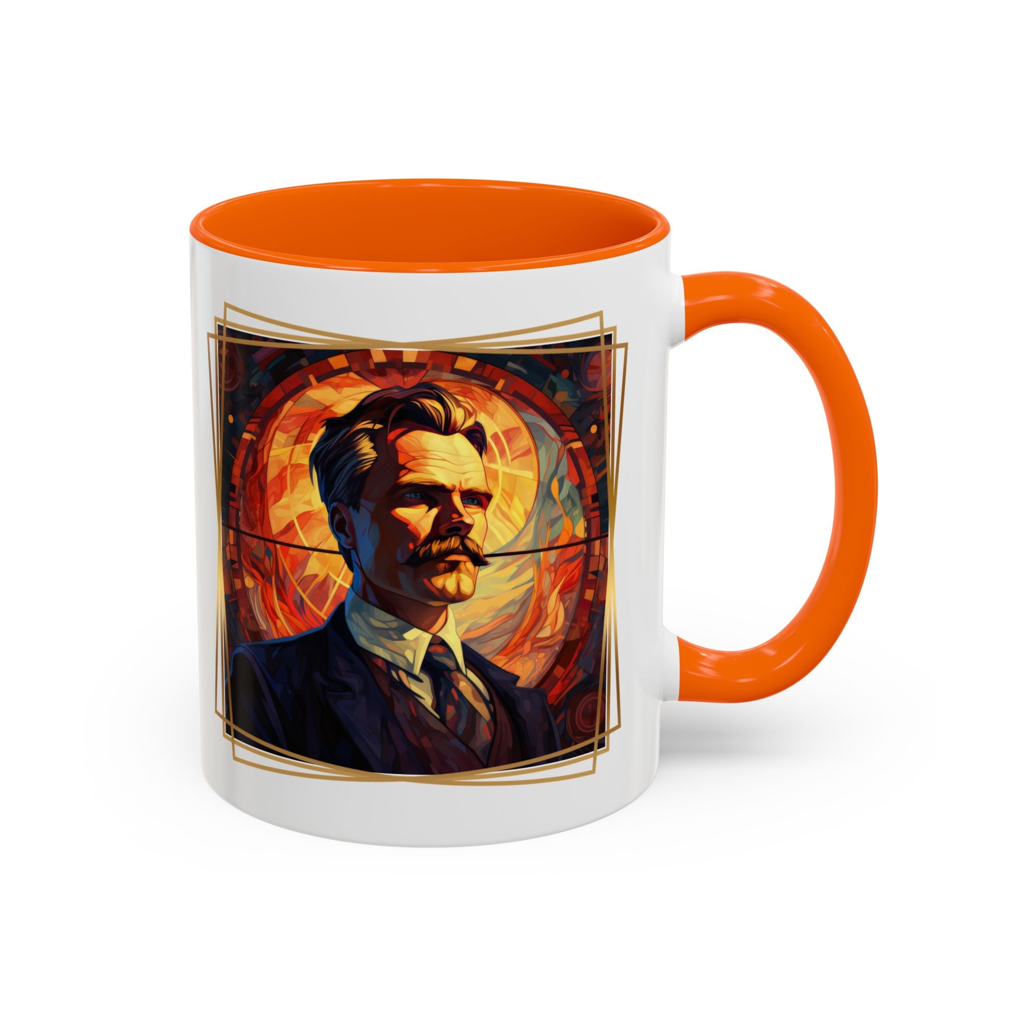 Nietzsche Pic with  Opinions and Reasons Quote Coffee Cup | 11oz, 15oz Accent Mugs for Philosophy Lovers & Thoughtful Gifts