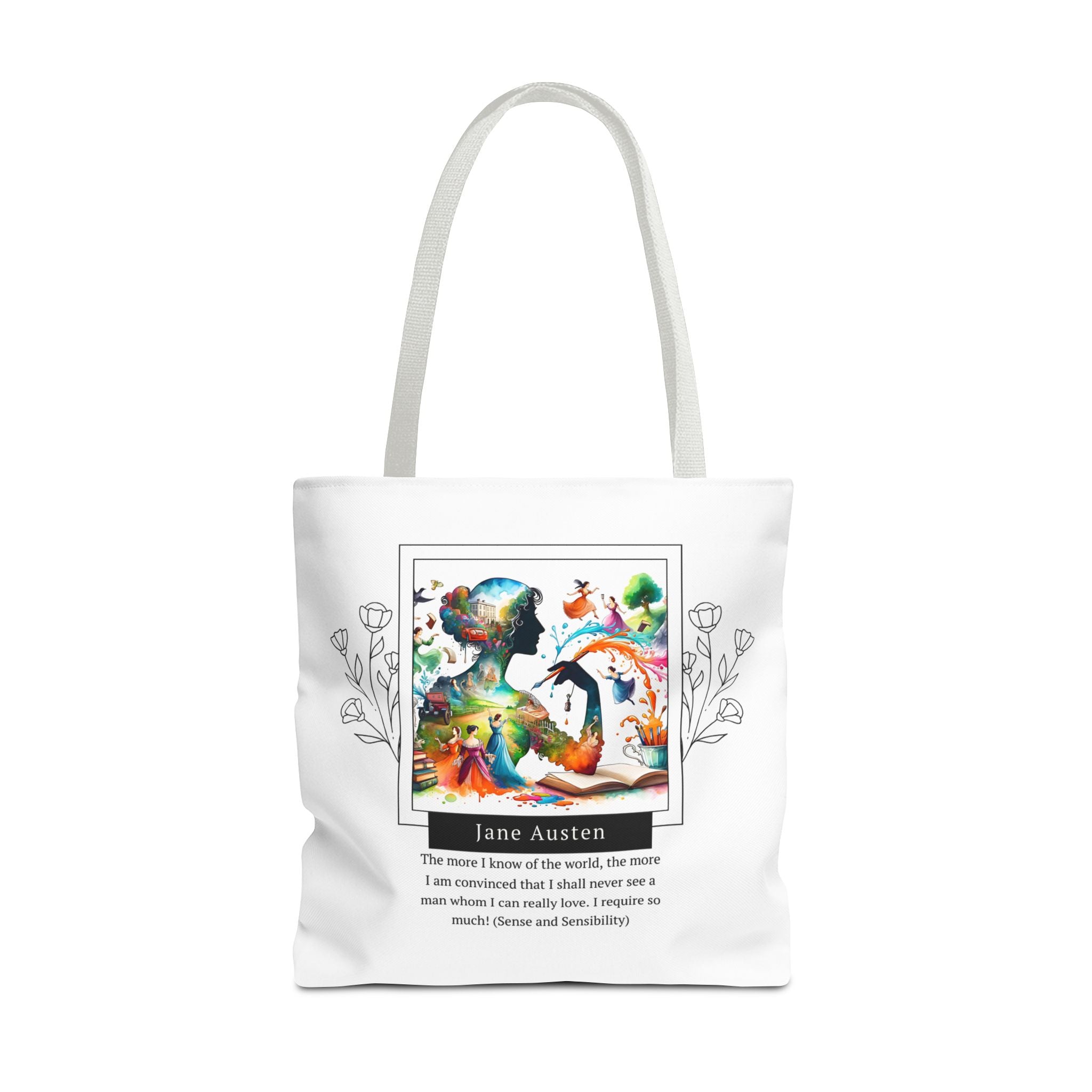 Jane Austen Man I can love quote Tote Bag (AOP) in 3 sizes| Literary Gifts | Pride and Prejudice| Perfect Gift for Austen Fans