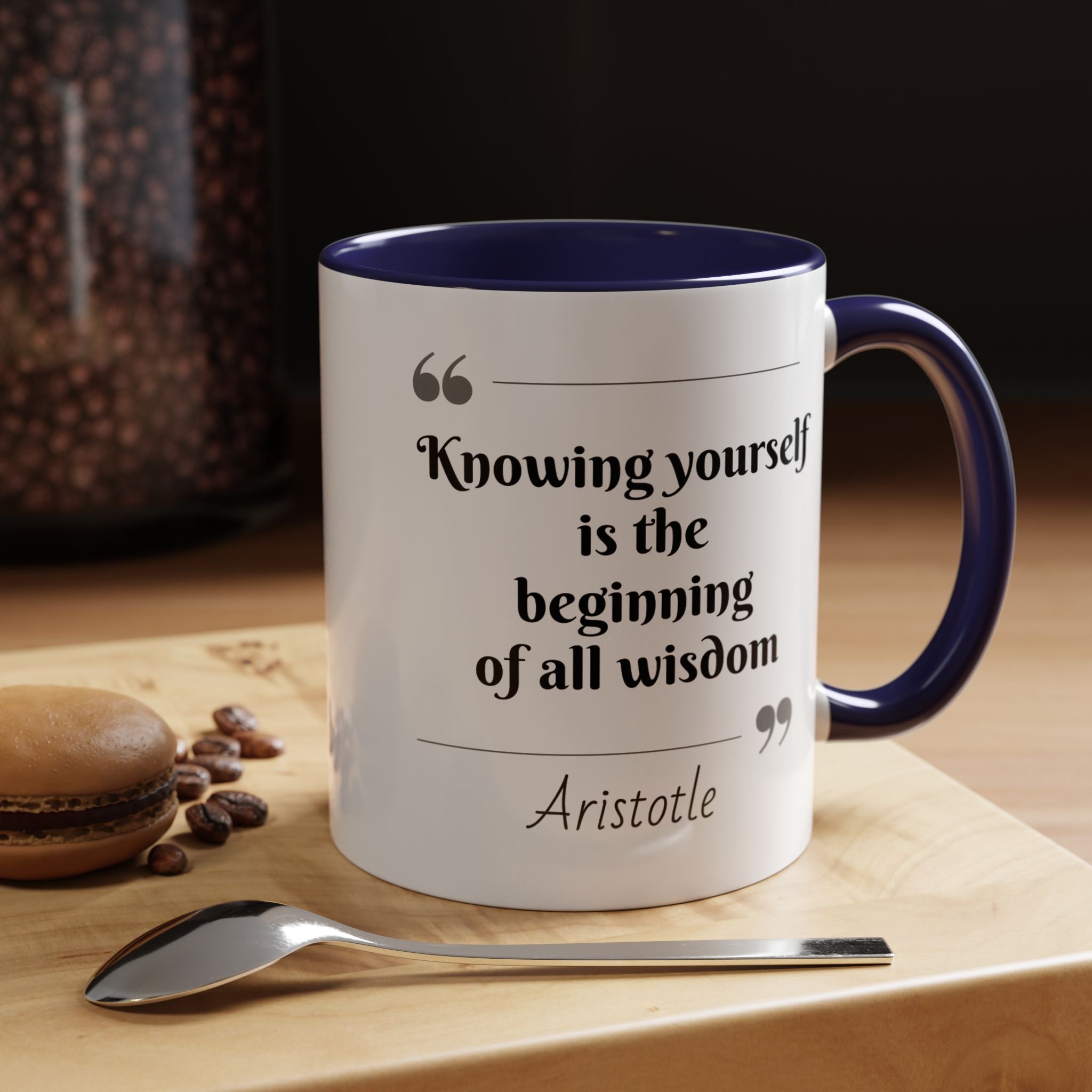 Aristotle Knowing Yourself Quote Mug | Motivational Philosophy Cup | 11oz, 15oz Accent Mugs for Thinkers & Positivity Lovers
