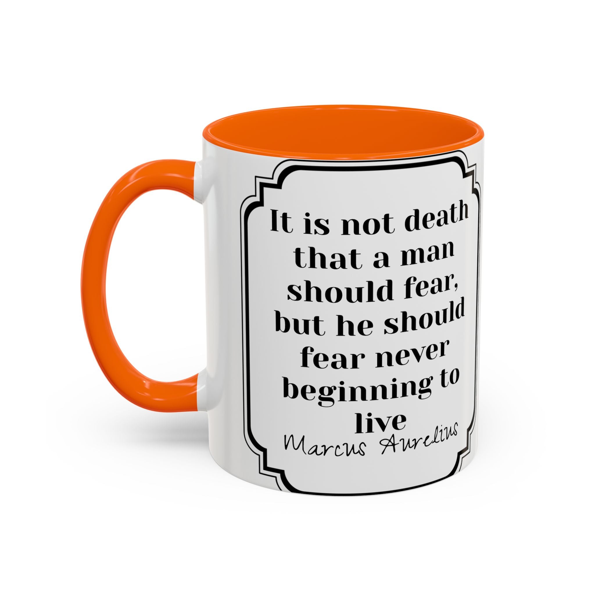 Marcus Aurelius death vs living Quote Mug | Philosophical Coffee Cup | 11oz, 15oz Accent Mugs for Thinkers| Stoics| Roman Empire