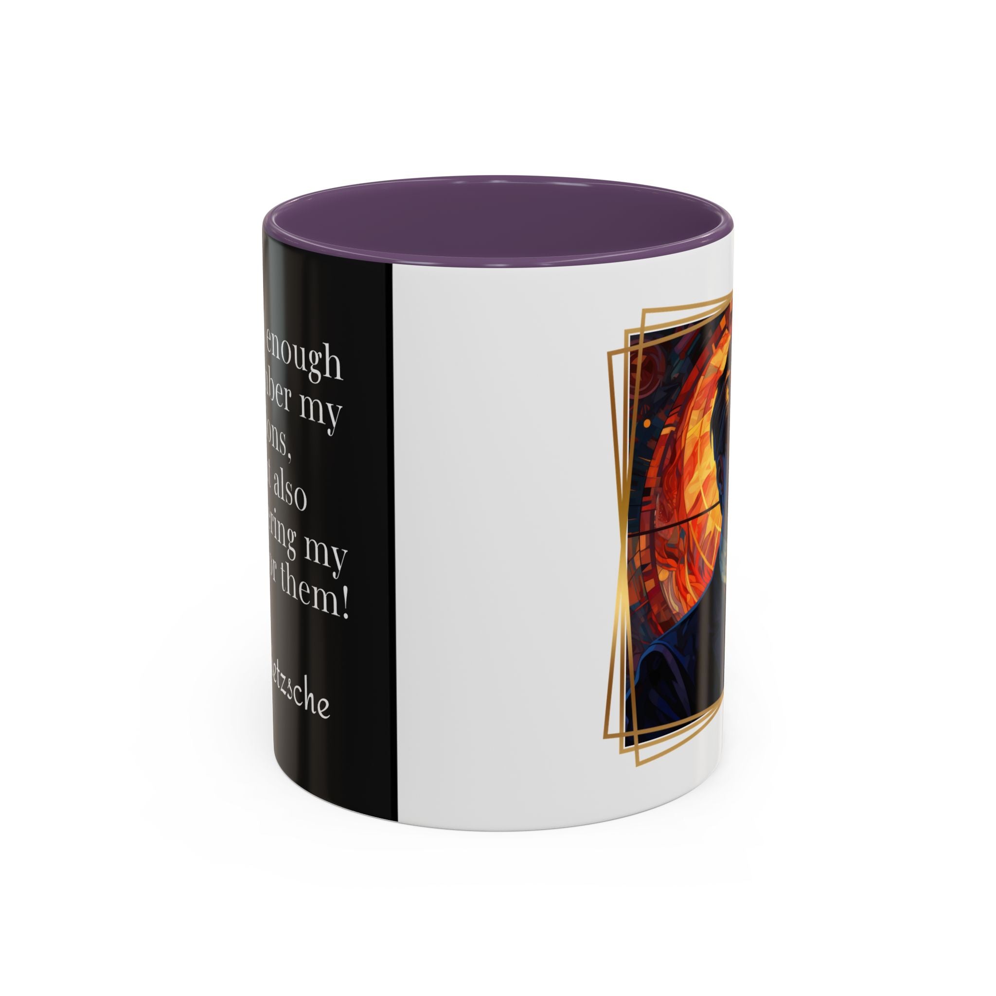 Nietzsche Pic with  Opinions and Reasons Quote Coffee Cup | 11oz, 15oz Accent Mugs for Philosophy Lovers & Thoughtful Gifts