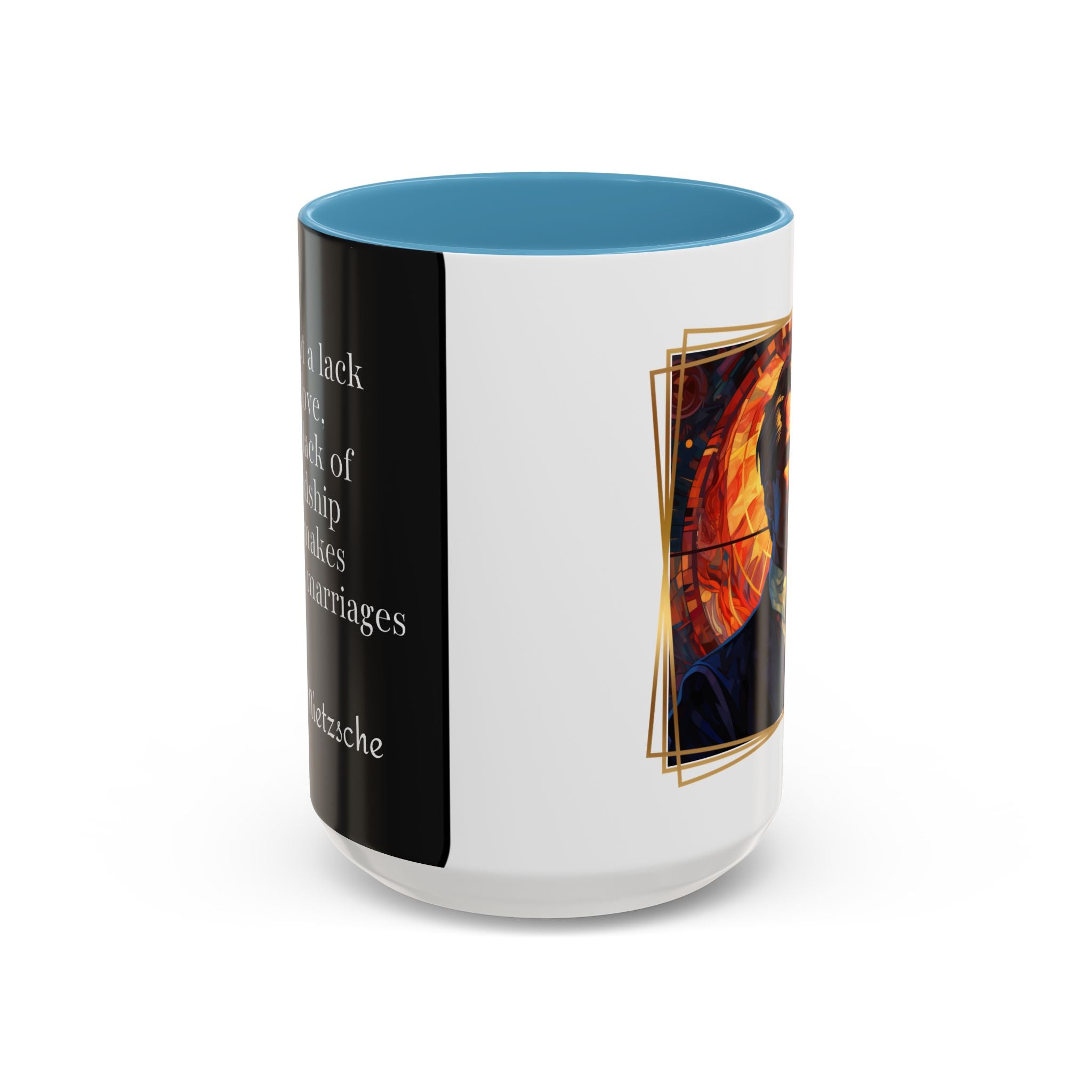 Nietzsche Friendship makes a Marriage Quote Coffee Cup | 11oz, 15oz Accent Mugs for Philosophy Lovers & Thoughtful Gifts