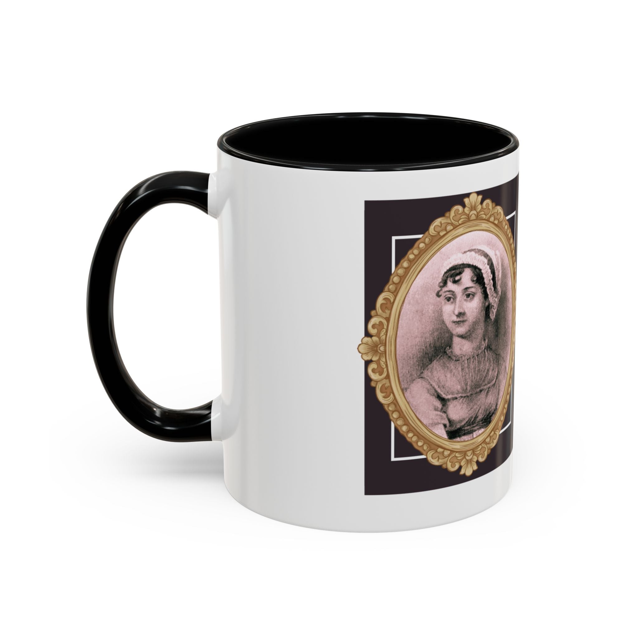 Jane Austen -  Jane Austen	 - A lady's imagination is very rapid; it jumps from admiration to love, from love to matrimony in a moment - Quote Accent Coffee Mug (11, 15oz)