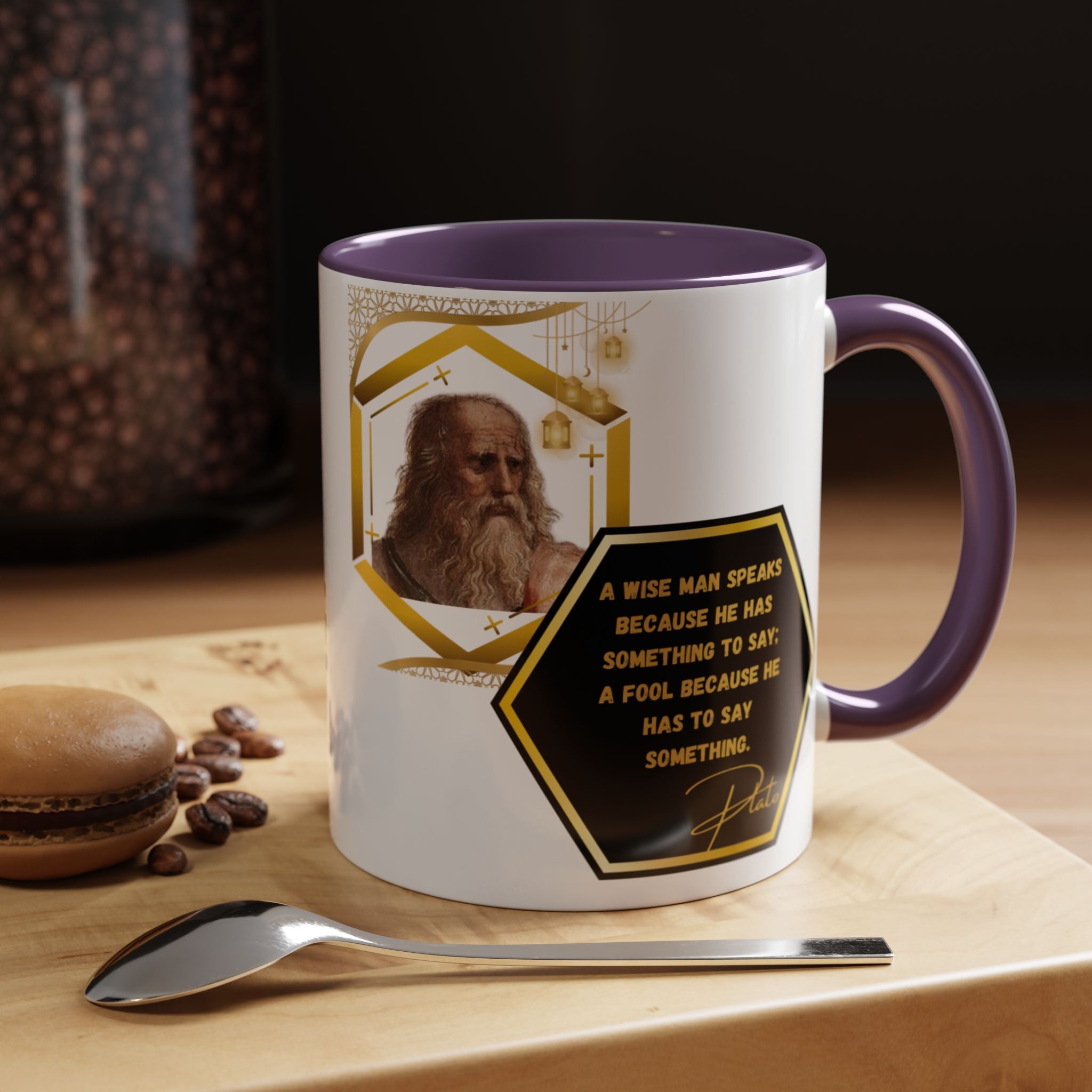 Plato Wise Man Speaks Quote Mug | Philosophical Wisdom Coffee Cup | 11oz, 15oz Accent Mugs for Deep Thinkers & Learners
