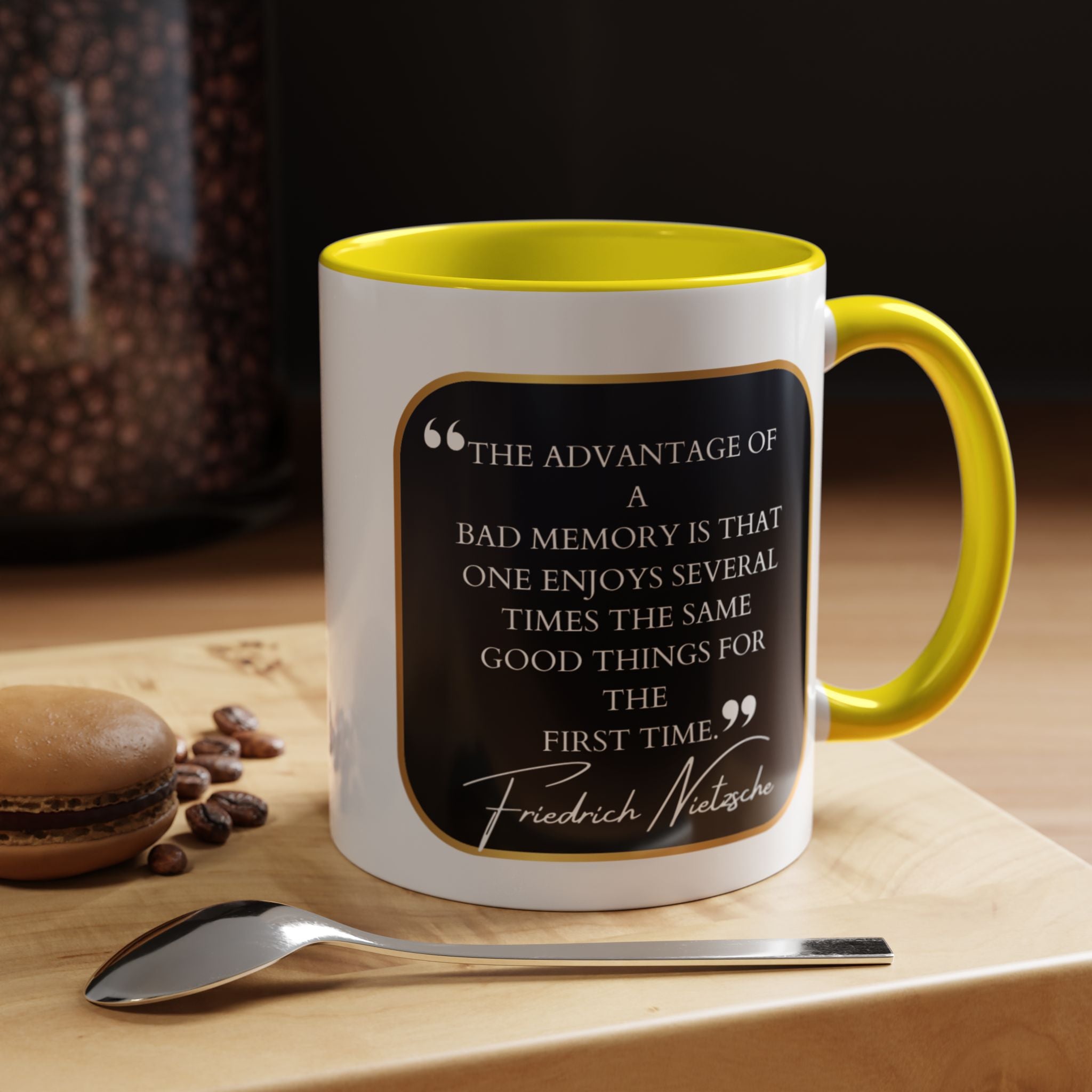 Nietzsche Bad Memory Advantage Quote Coffee Cup | 11oz, 15oz Accent Mugs for Philosophy Lovers & Thoughtful Gifts