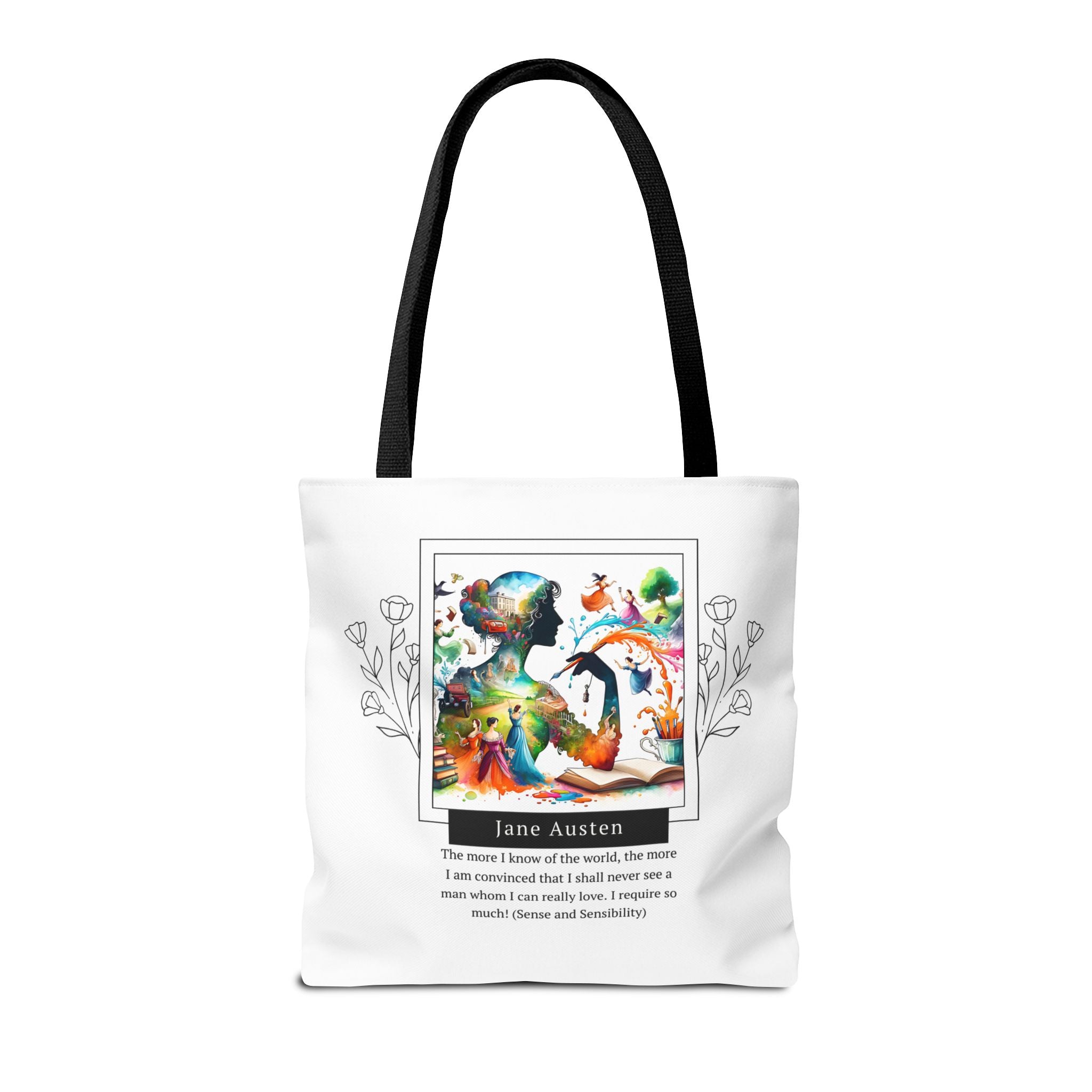 Jane Austen Man I can love quote Tote Bag (AOP) in 3 sizes| Literary Gifts | Pride and Prejudice| Perfect Gift for Austen Fans