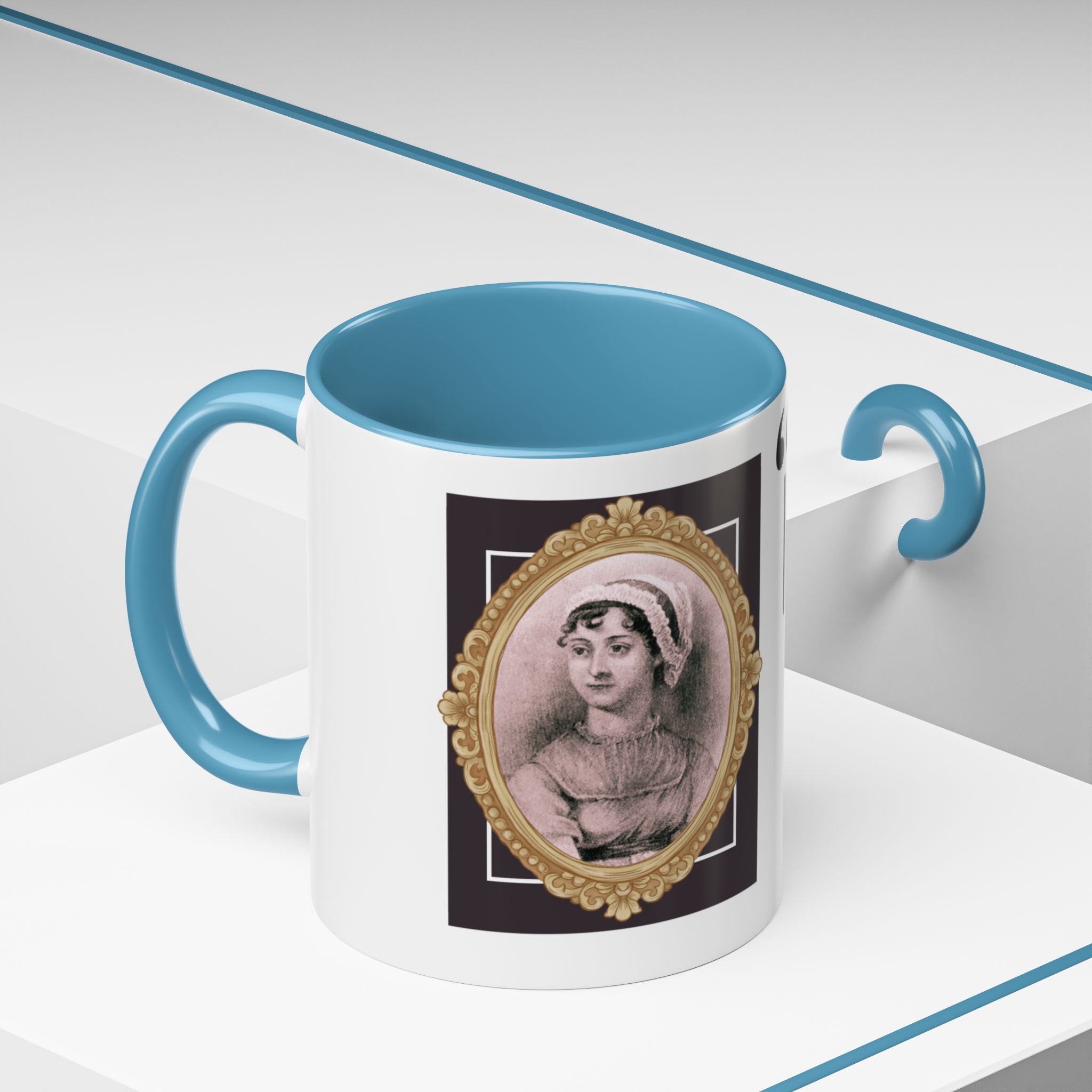 Jane Austen -  Jane Austen	 - A lady's imagination is very rapid; it jumps from admiration to love, from love to matrimony in a moment - Quote Accent Coffee Mug (11, 15oz)