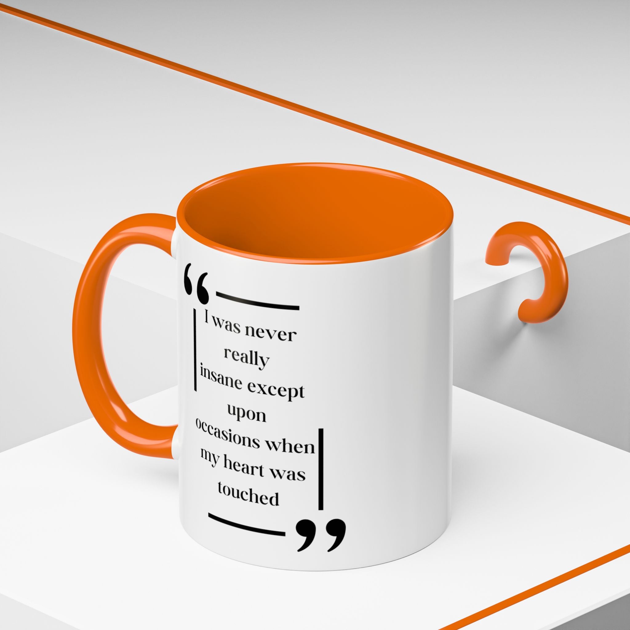Edgar Allan Poe Quote Mug | 'Never Really Insane' Accent Coffee Cup | 11oz & 15oz Options | Author Drawing Design | Crazy in Love Mug