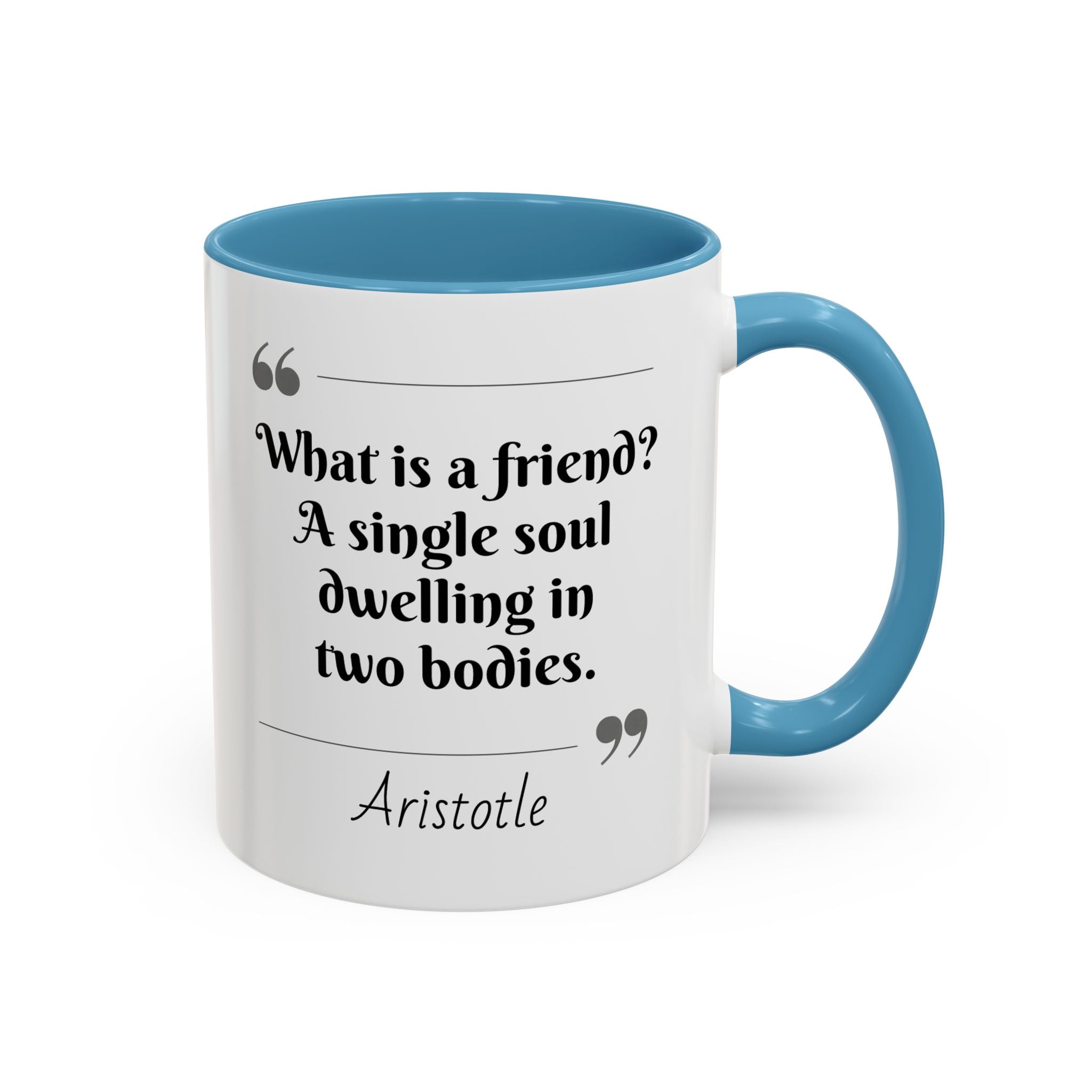 Aristotle What is a Friend Quote Mug | Motivational Philosophy Cup | 11oz, 15oz Accent Mugs for Thinkers & Positivity Lovers
