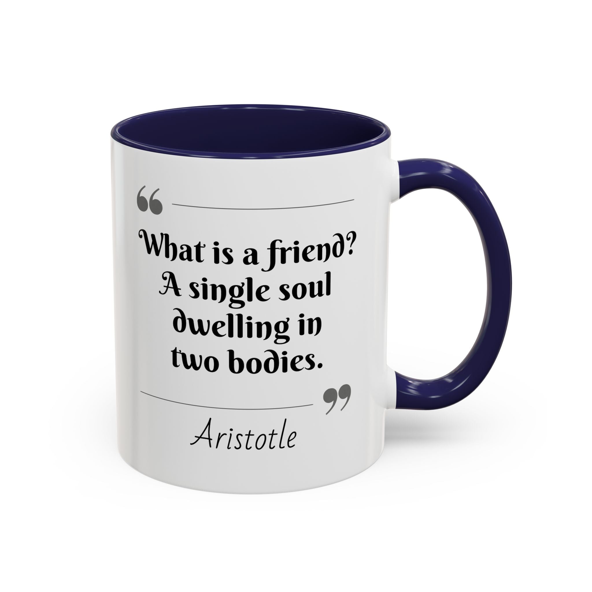 Aristotle What is a Friend Quote Mug | Motivational Philosophy Cup | 11oz, 15oz Accent Mugs for Thinkers & Positivity Lovers